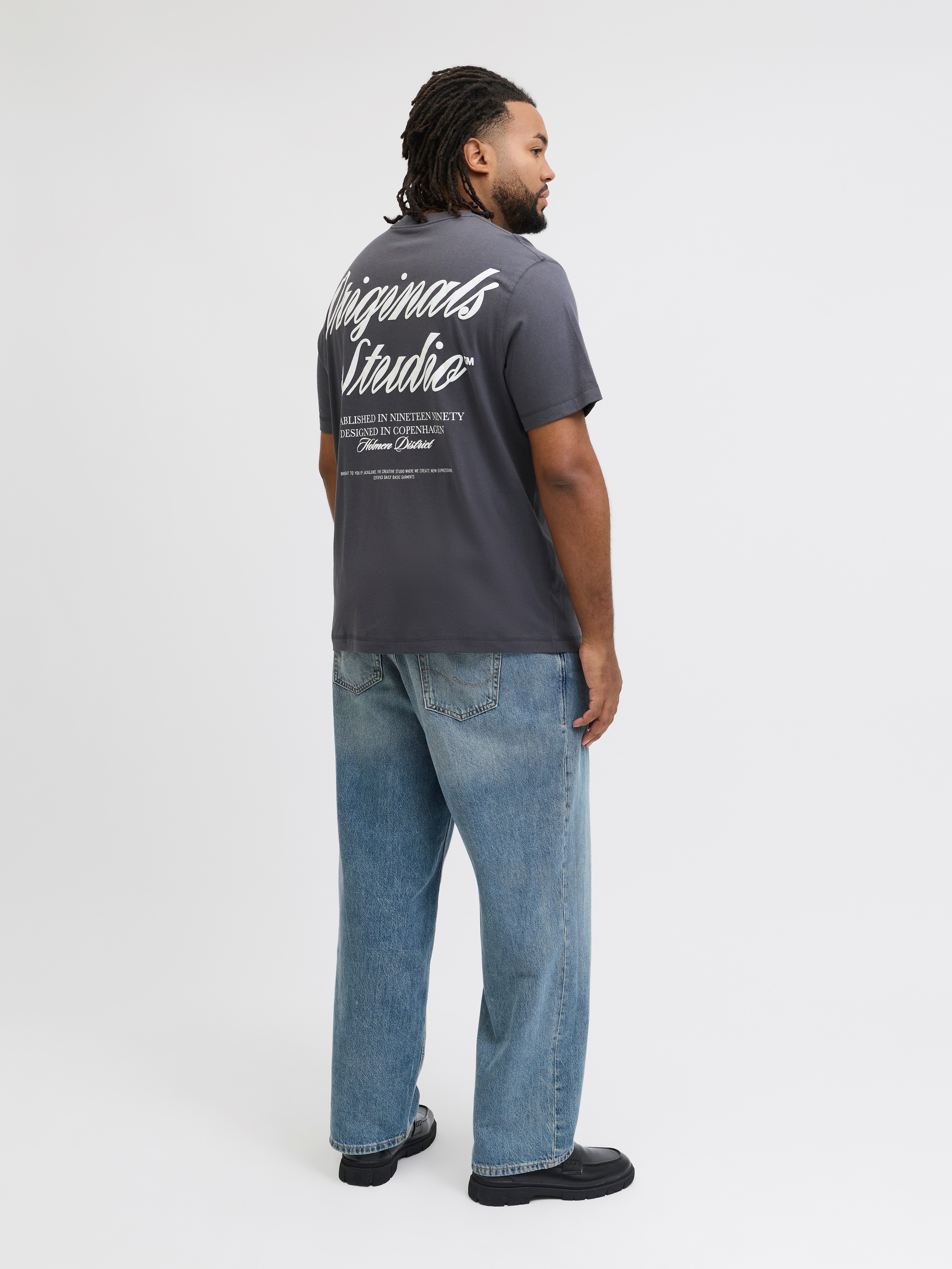 Jack & Jones PlusSize Kurzarmshirt JORNORREBRO TYPO TEE SS CREW NECK PLS Baumwolle, regular fit
