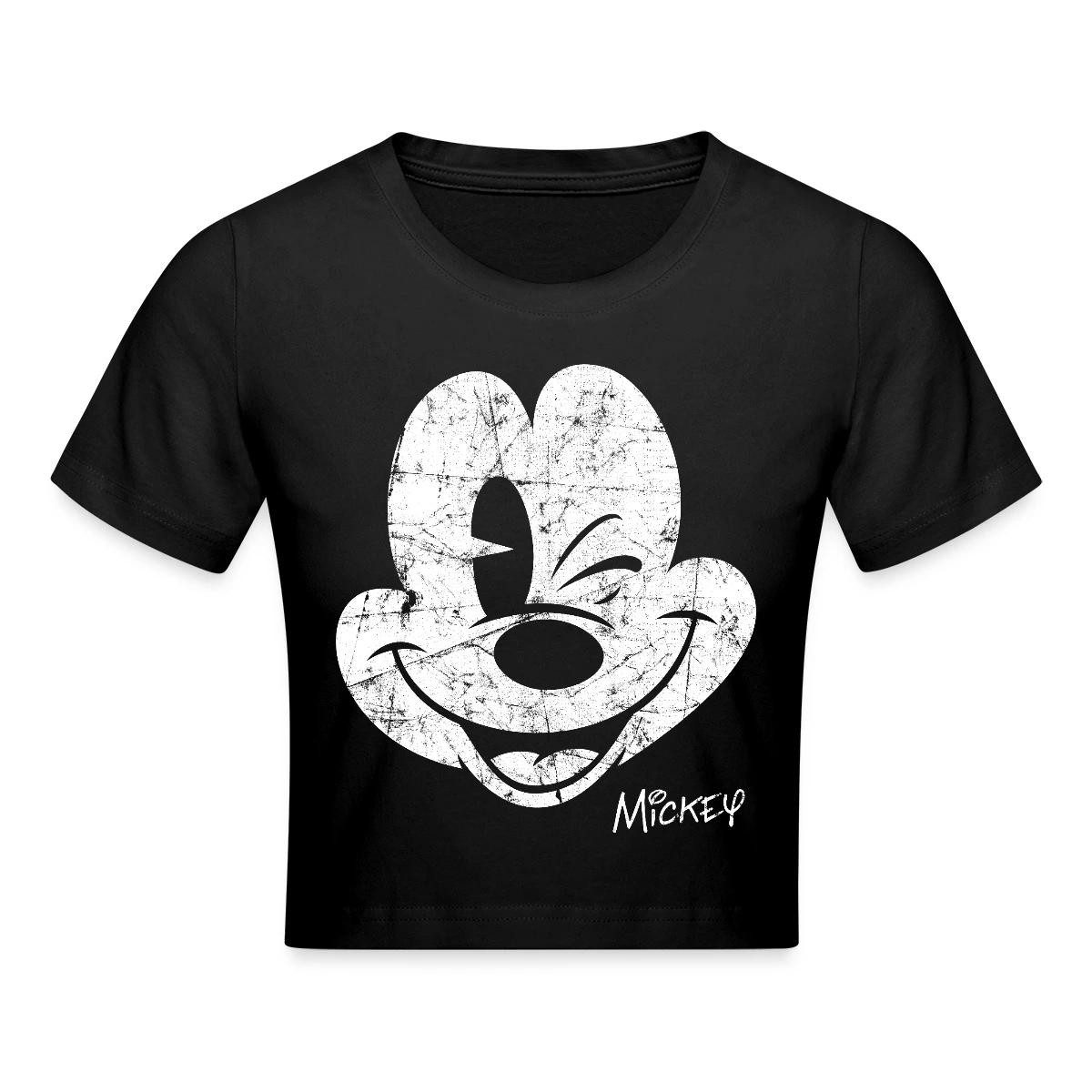 Spreadshirt T-Shirt Mickey & Minnie Retro Mickey Mouse Zwinkernd Crop Top (1-tlg)