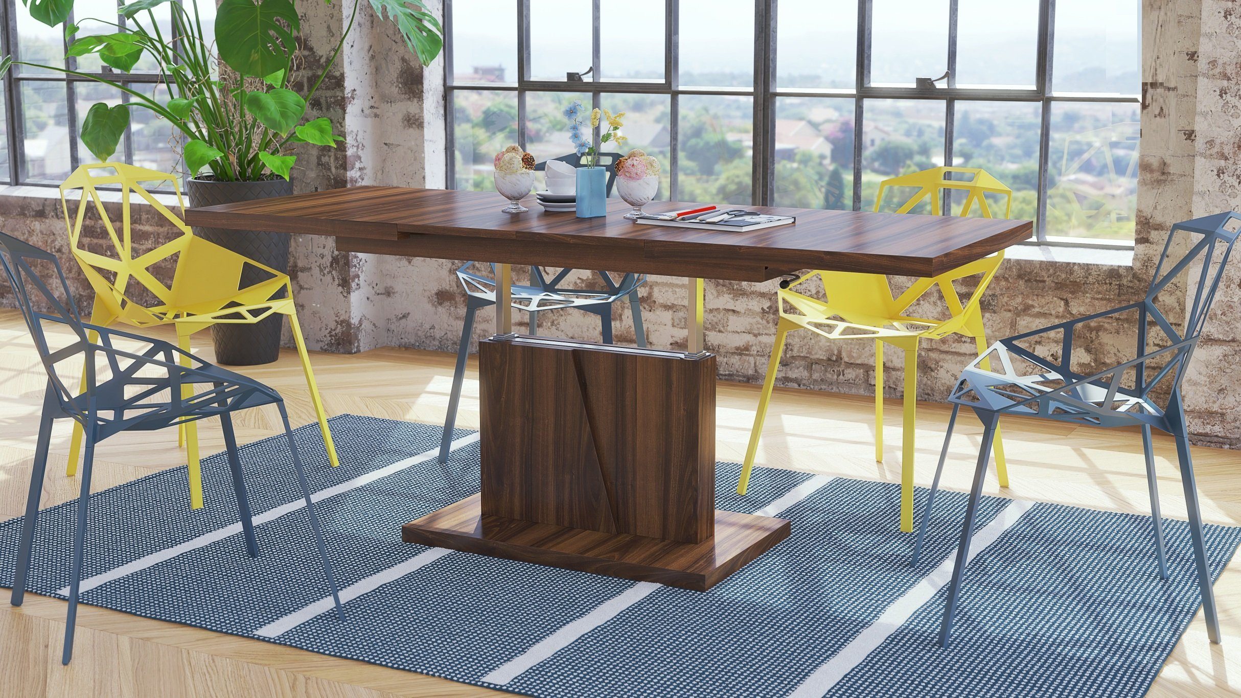 Mazzoni Couchtisch Grand Noir Nussbaum stufenlos günstig online kaufen