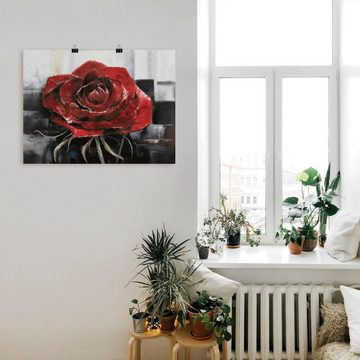 Artland Wandbild Blühende rote Rose, Blumen (1 St), als Leinwandbild, Poster, Wandaufkleber in verschied. Größen