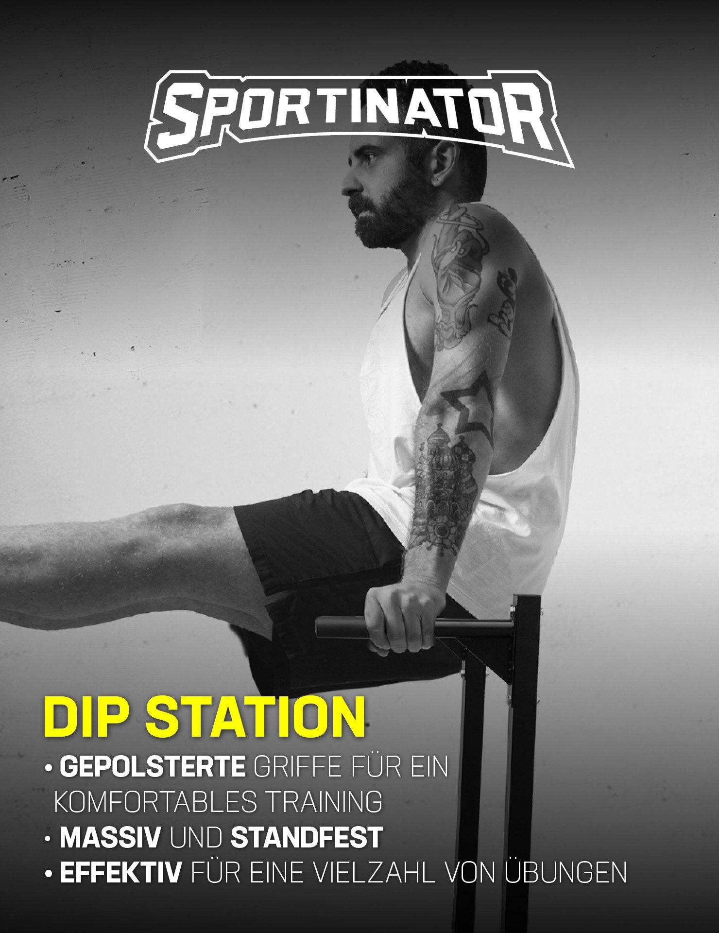Sportinator Kraftstation "Gladio" Dip Station, frei stehendes Gerät mit gepolsterten Griffen