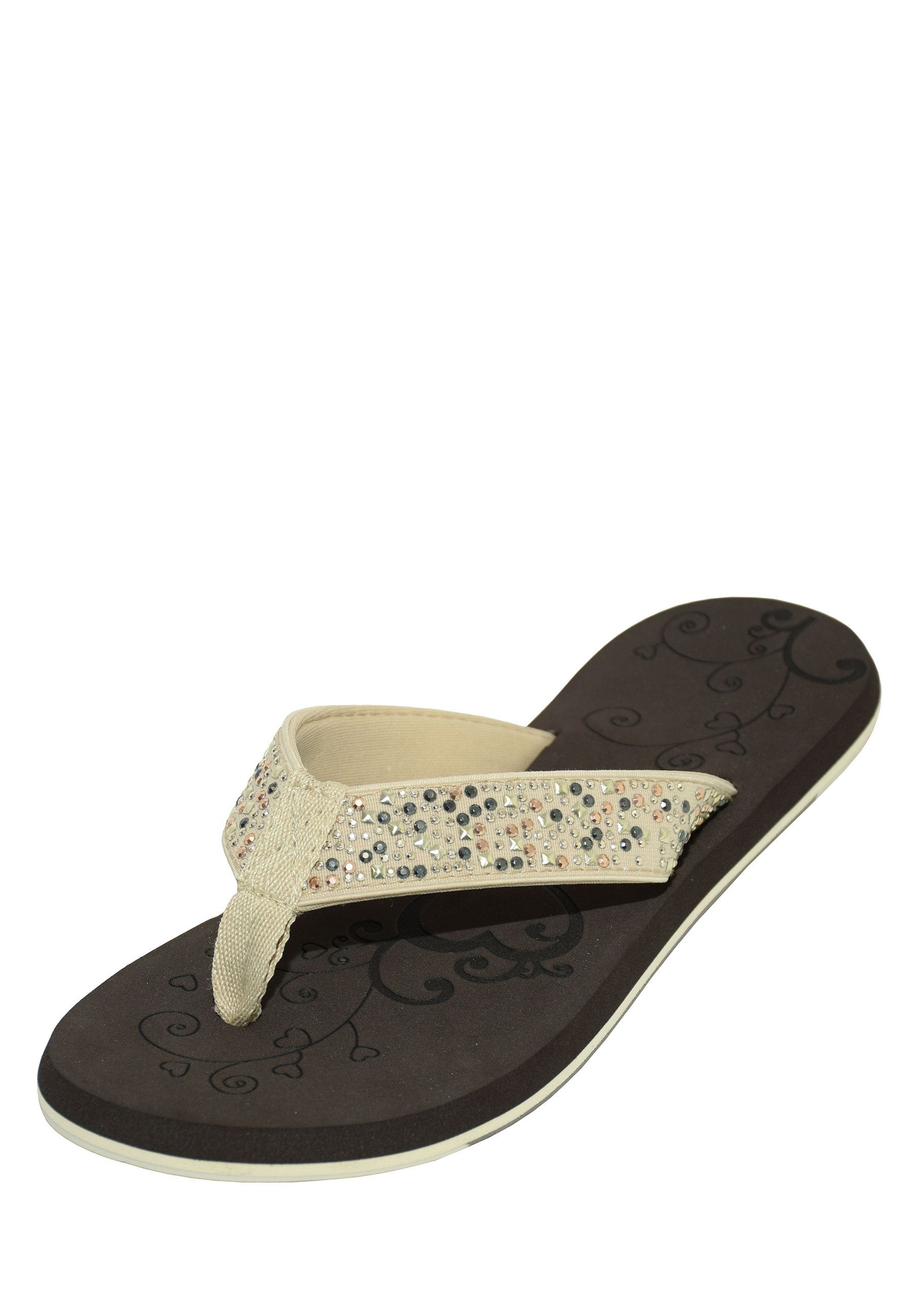 MADSea Midnight Badepantolette Zehentrenner Flip Flop mit Strass