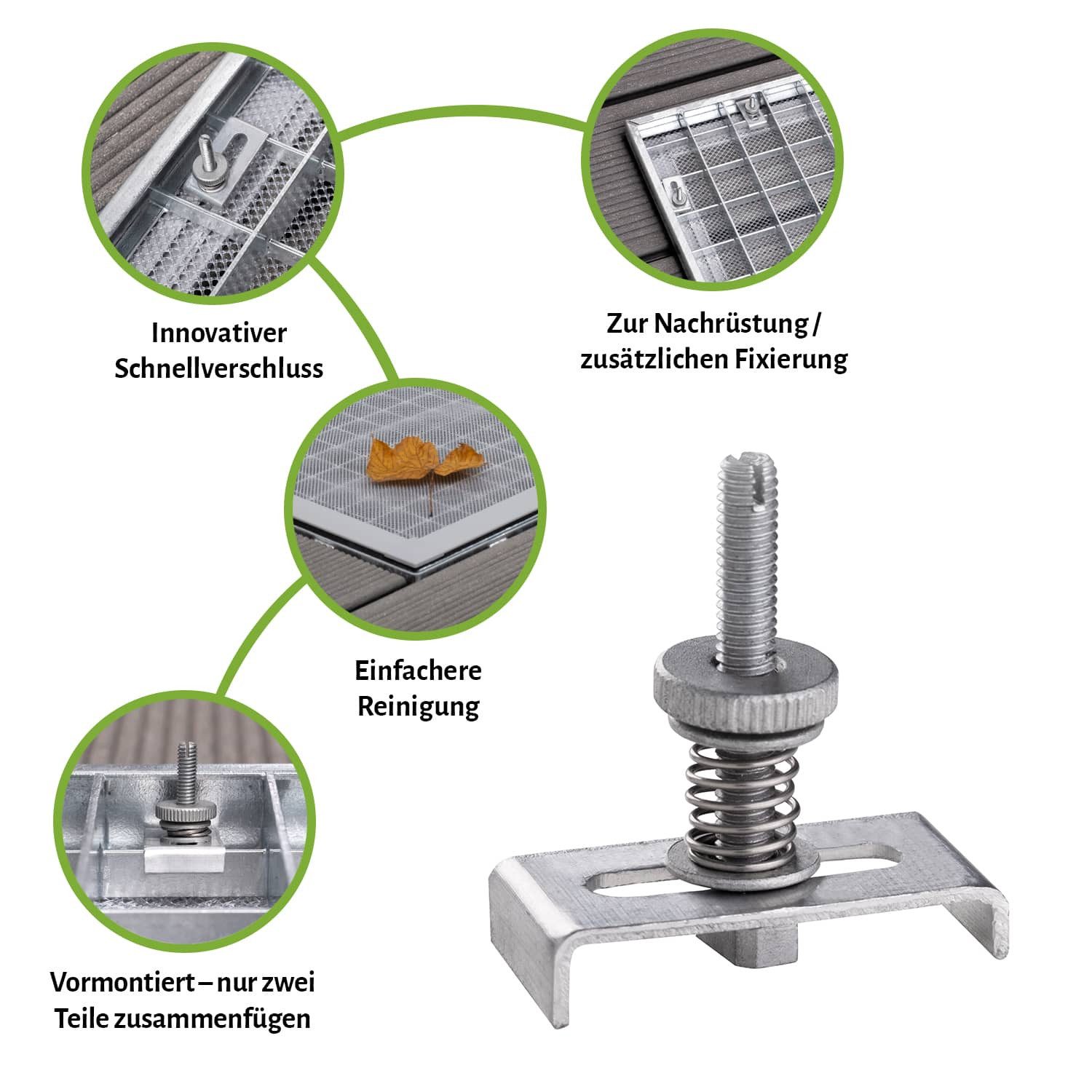 empasa Lichtschachtabdeckung Schnellverschluss für Lichtschachtabdeckungen, zur Fixierung und Nachrüstung