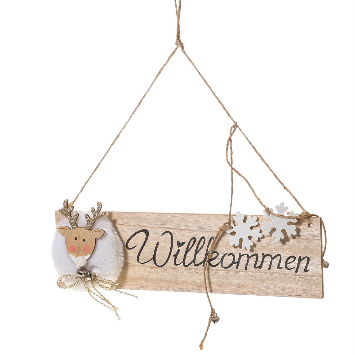 MARELIDA Dekoobjekt Willkommensschild Holz L: 28cm günstig online kaufen