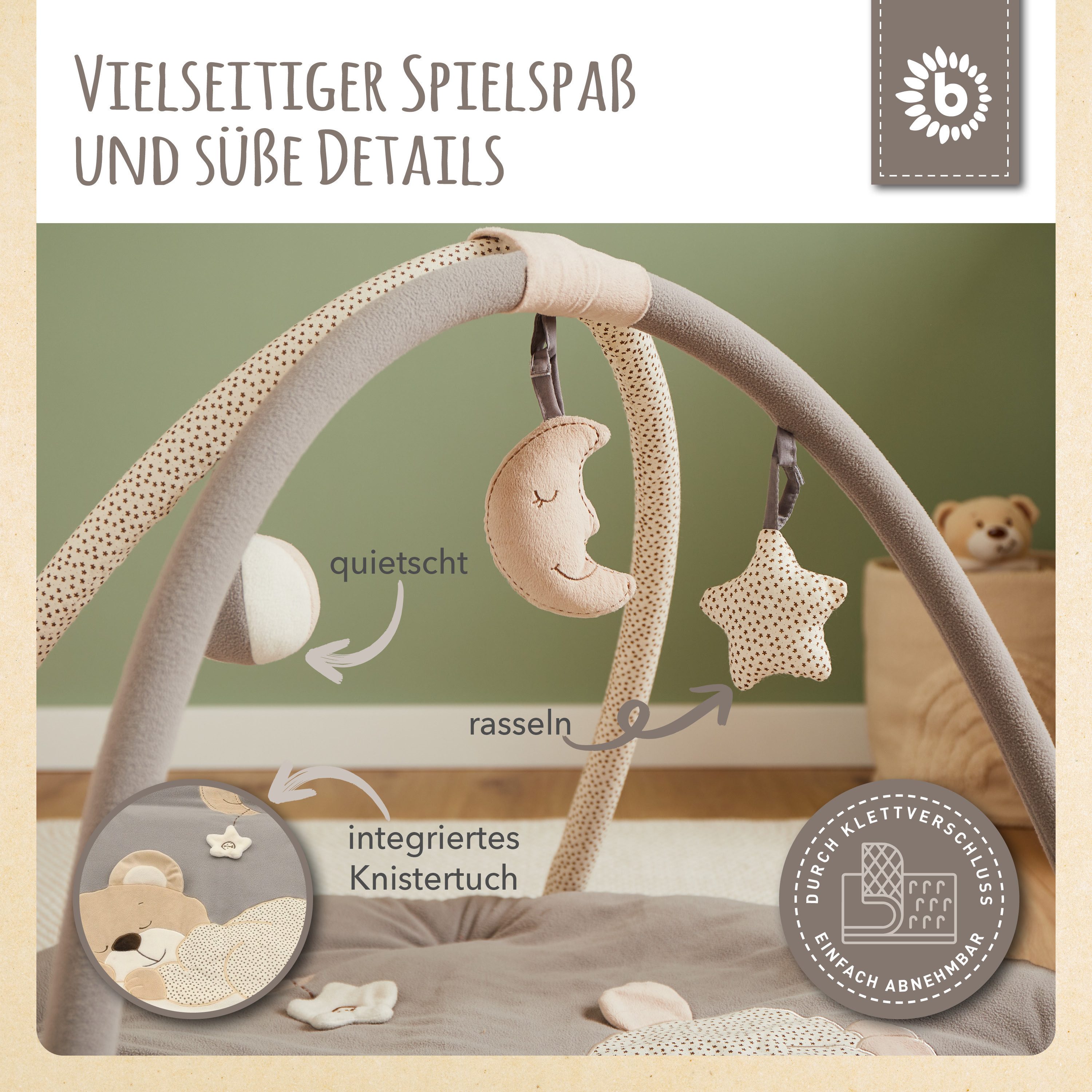 BIECO Baby Gym Krabbeldecke mit Spielbogen Baby90 cm spieldecke – Bild 3 von 5