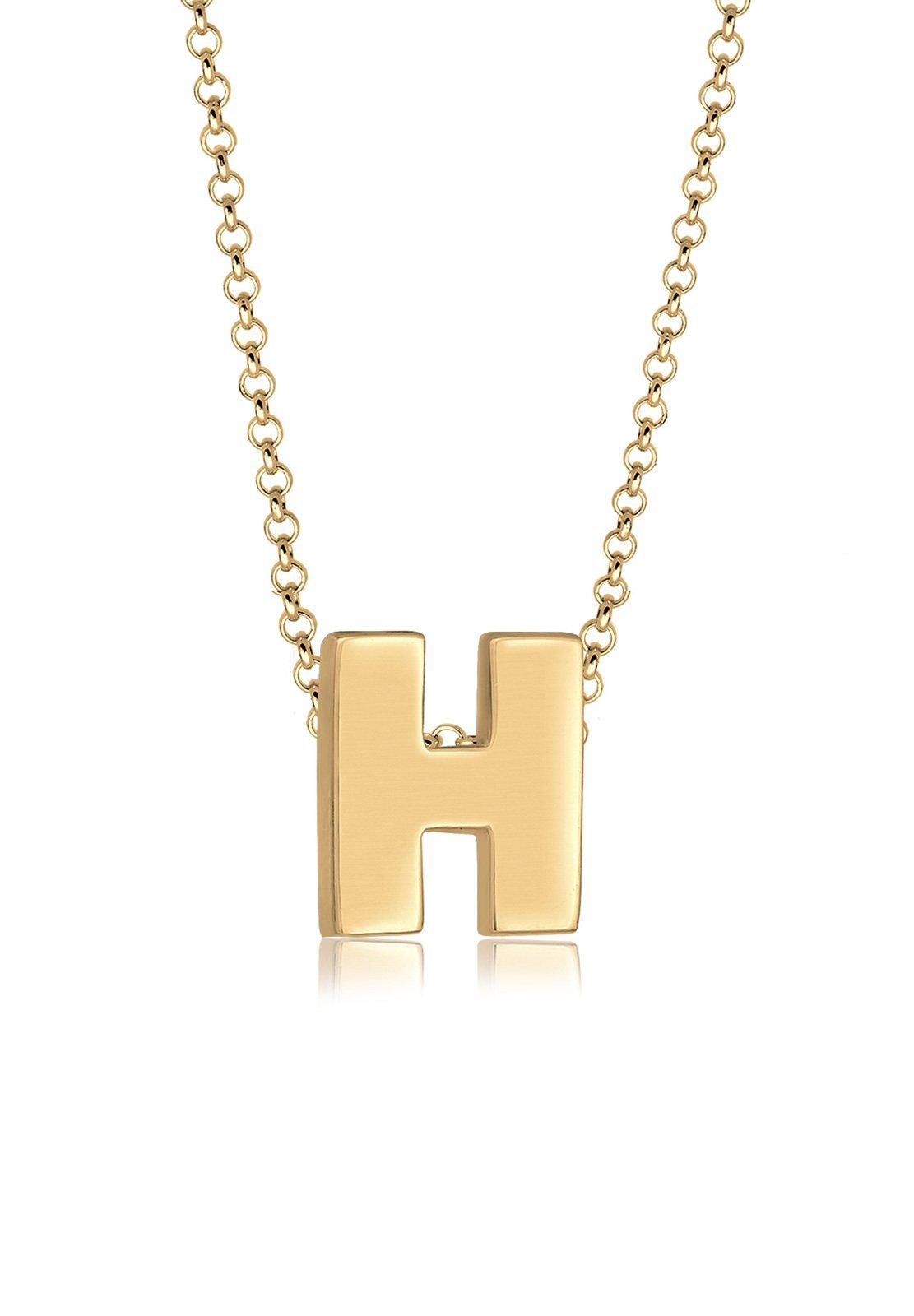 Elli Kette mit Anhänger Buchstabe H Initialen Trend Minimal 925 Silber Gold