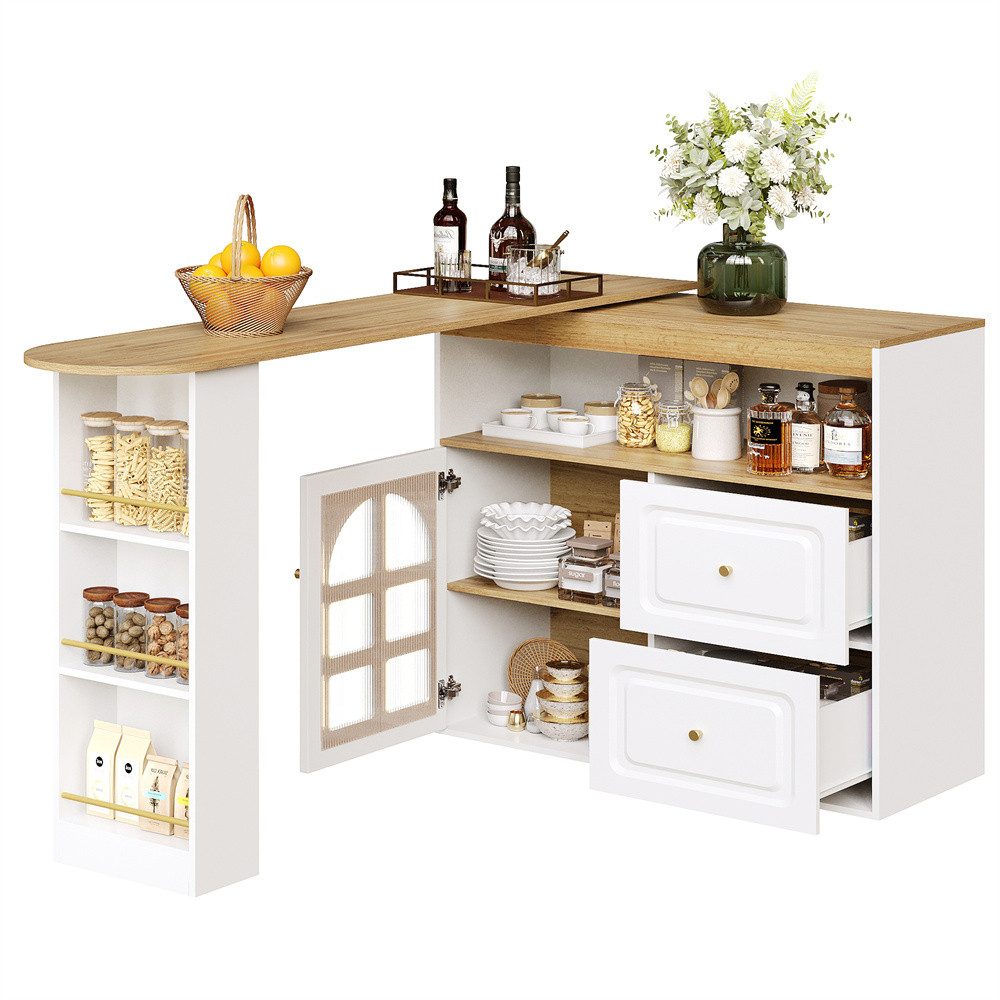 OKWISH Bartisch 360° Drehbarer Bartisch,Kücheninsel,mit Stauraum (Sideboard günstig online kaufen
