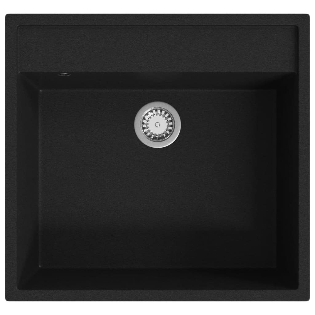Küchenspüle Granitspüle 50/53 Granit, Überlauf Schwarz cm mit vidaXL