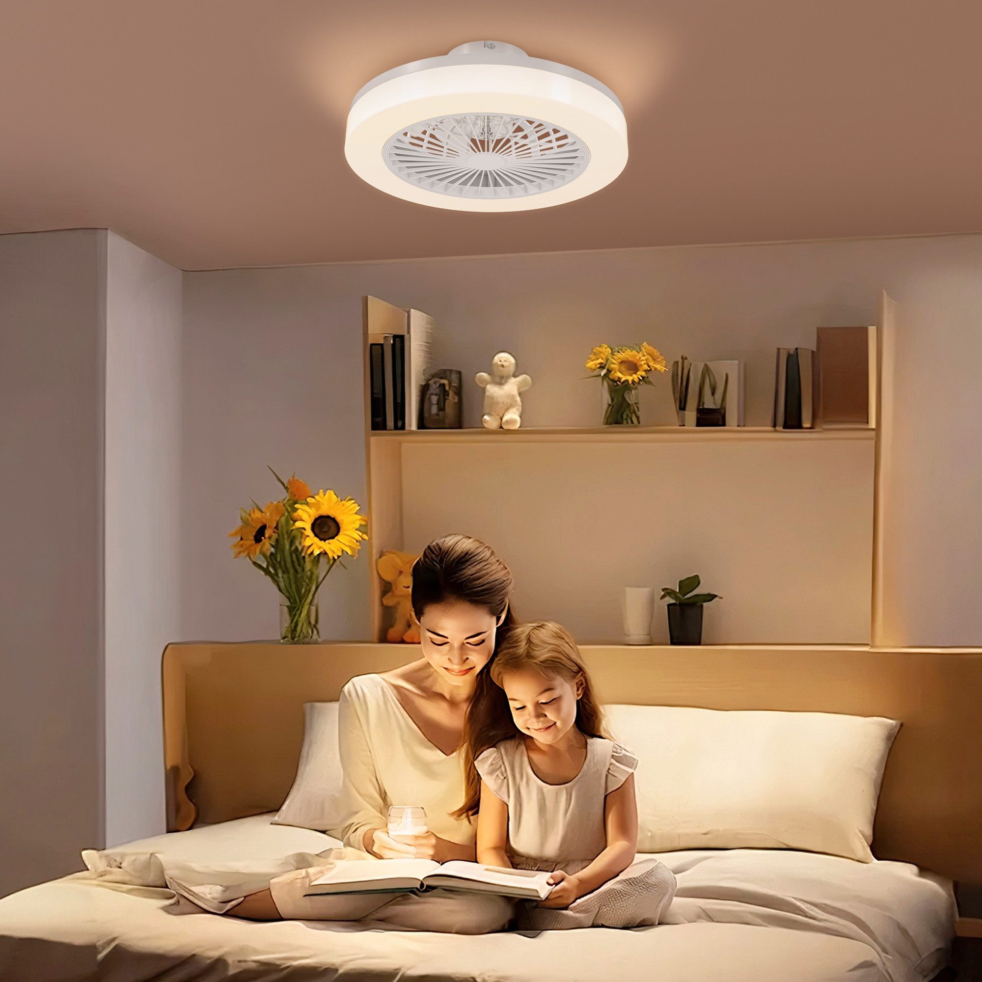 HOMCOM Deckenventilator LED-Deckenventilatorleuchte mit 3 Farben, günstig online kaufen