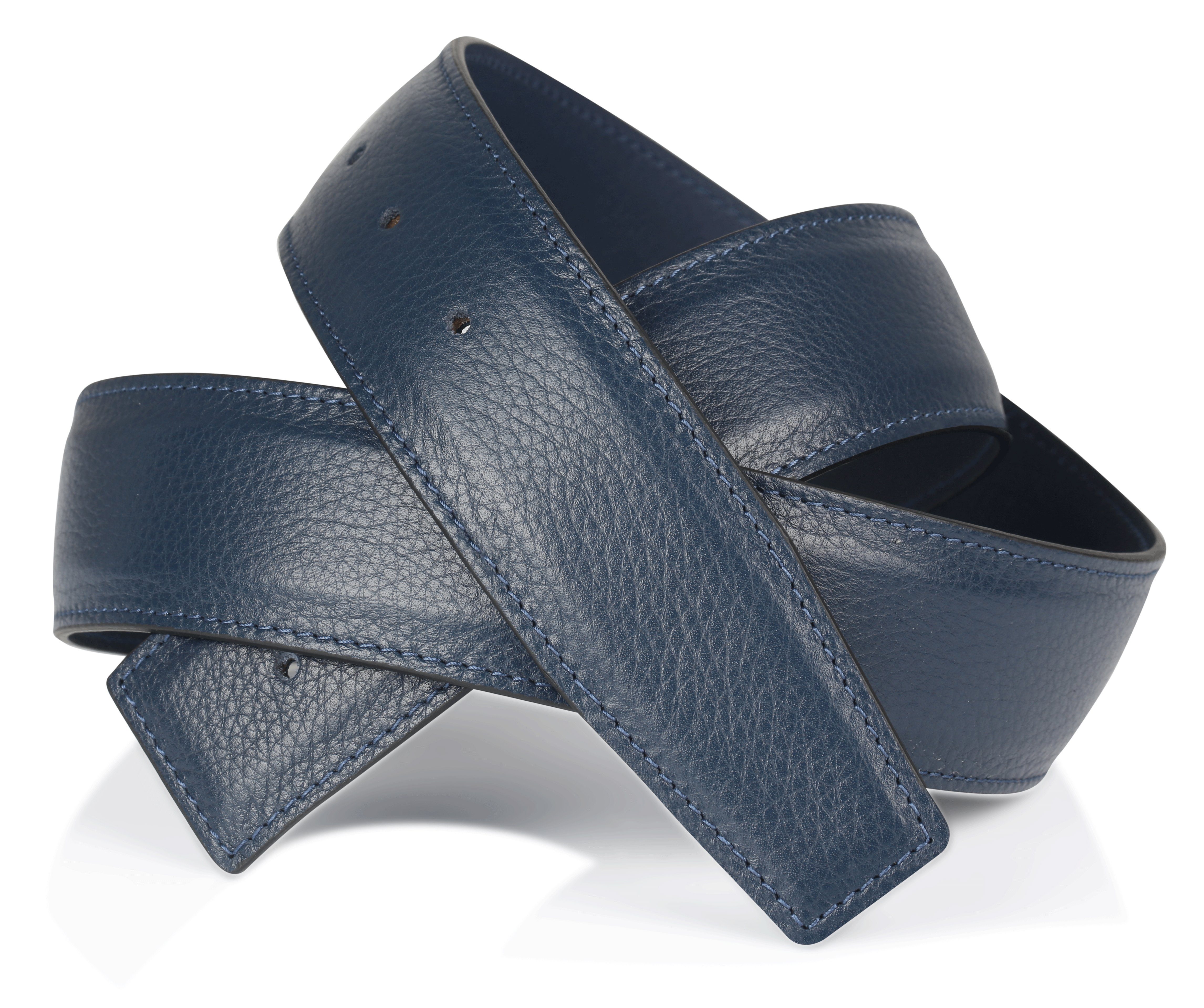 Erdi Ünver Ledergürtel Wendegürtel Navy 32mm ohne H Schnalle & H Gürtelschnalle