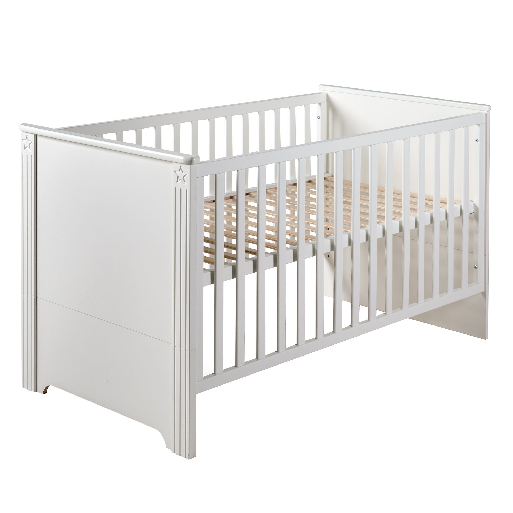 roba® Kinderbett Gitterbett Maxi, 70 x 140 cm, in weiß, Kombi-Kinderbett,  höhenverstellbar, umbaubar zum Juniorbett