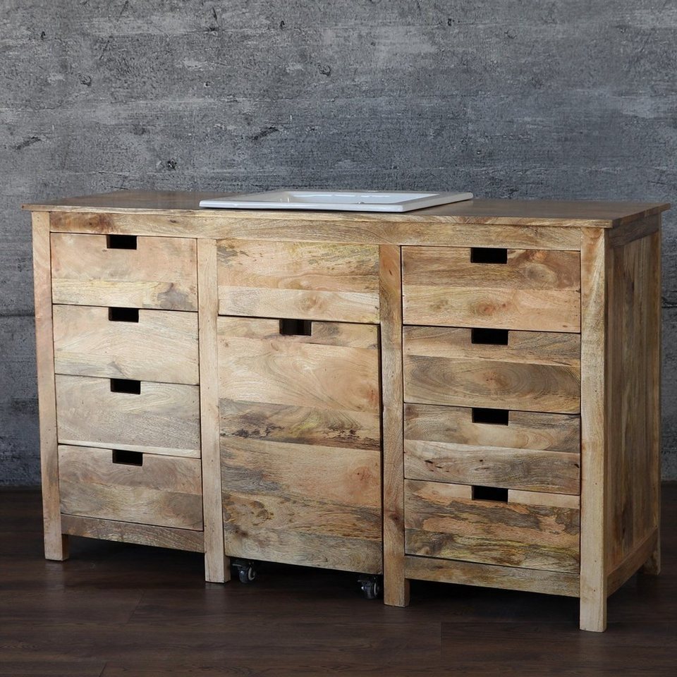 baario Waschtisch »Waschtisch JEST«, massiv Mangoholz mit Unterschrank