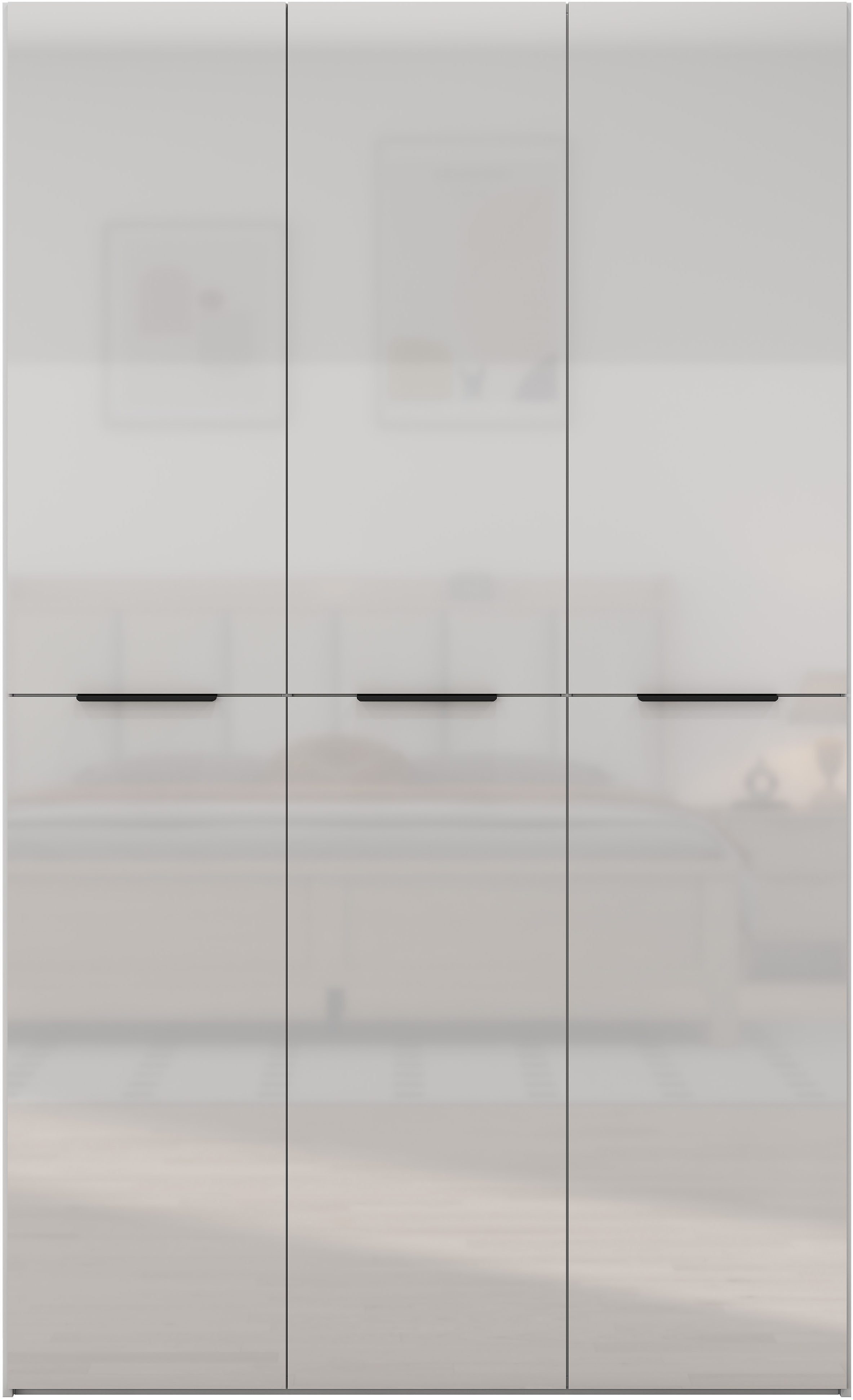 OTTO home Kleiderschrank Skyller Schlafzimmerschrank mit 3 Türen mit Hochglanzfronten Drehtürenschrank mit perfekter Innenausstattung, Breite 121 cm