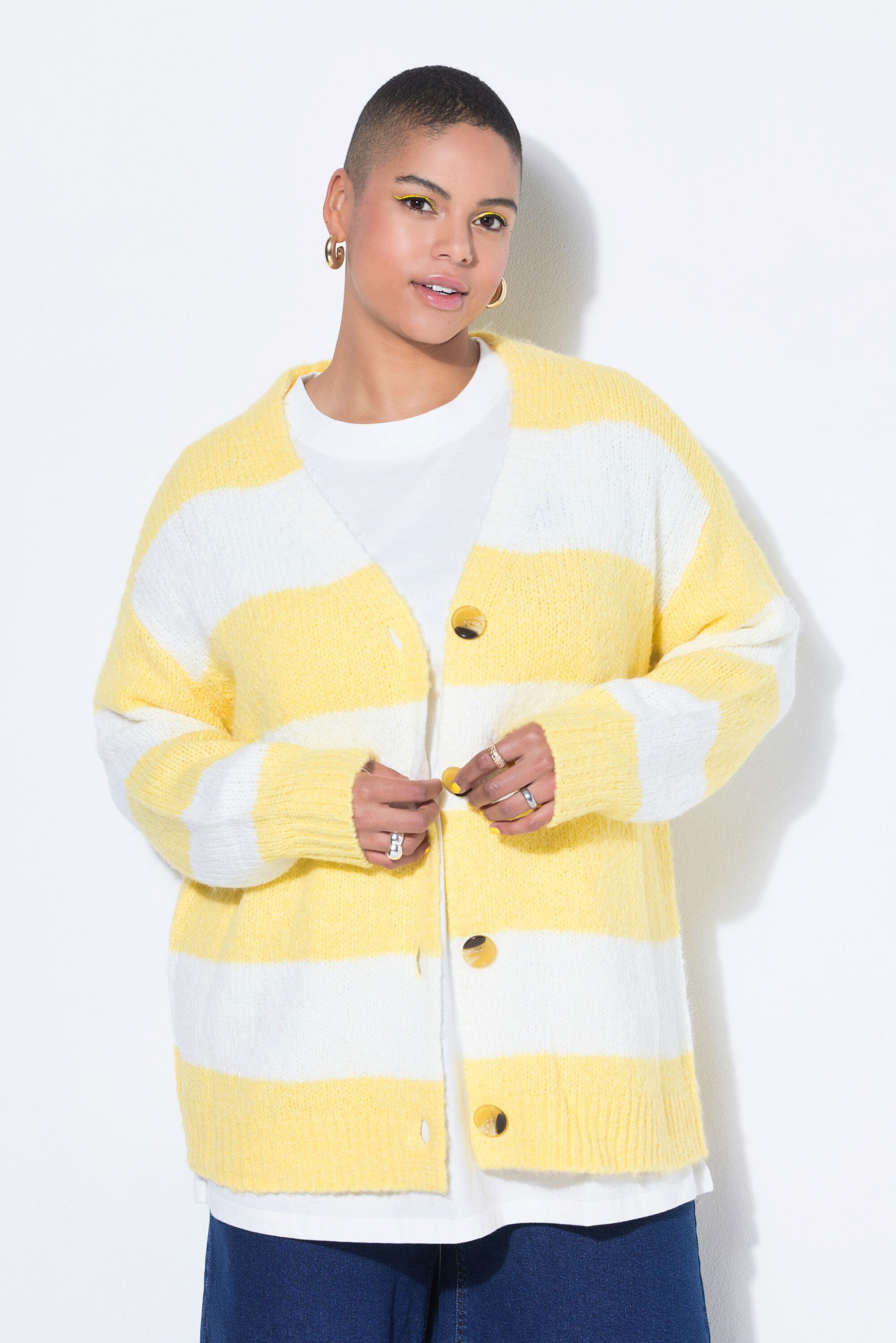 Studio Untold Strickjacke Strickjacke Oversize Shape Blockstreifen