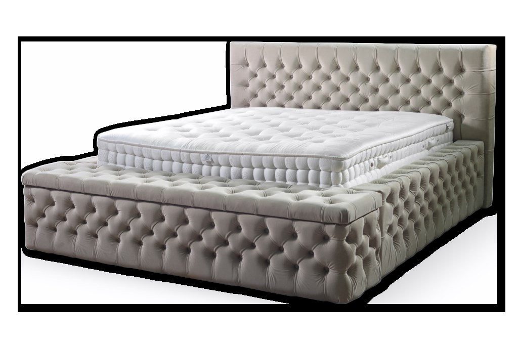 Polsterbett Chesterfield Doppelbett mit Lederpolster und gepolstertem Kopfteil