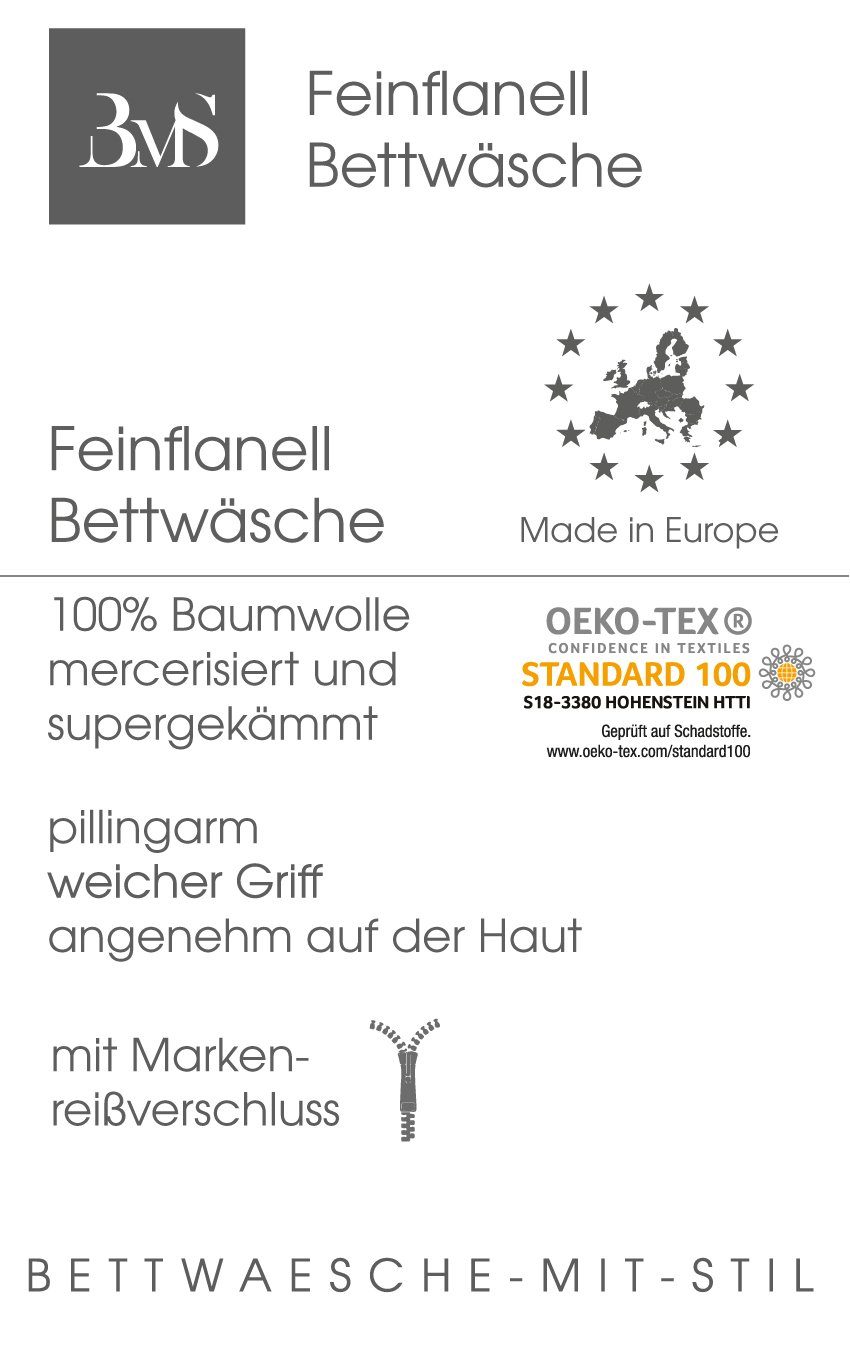 BETTWAESCHE-MIT-STIL Bettwäsche Feinflanell Bettwäsche uni einfarbig, Feinflanell, 2 teilig