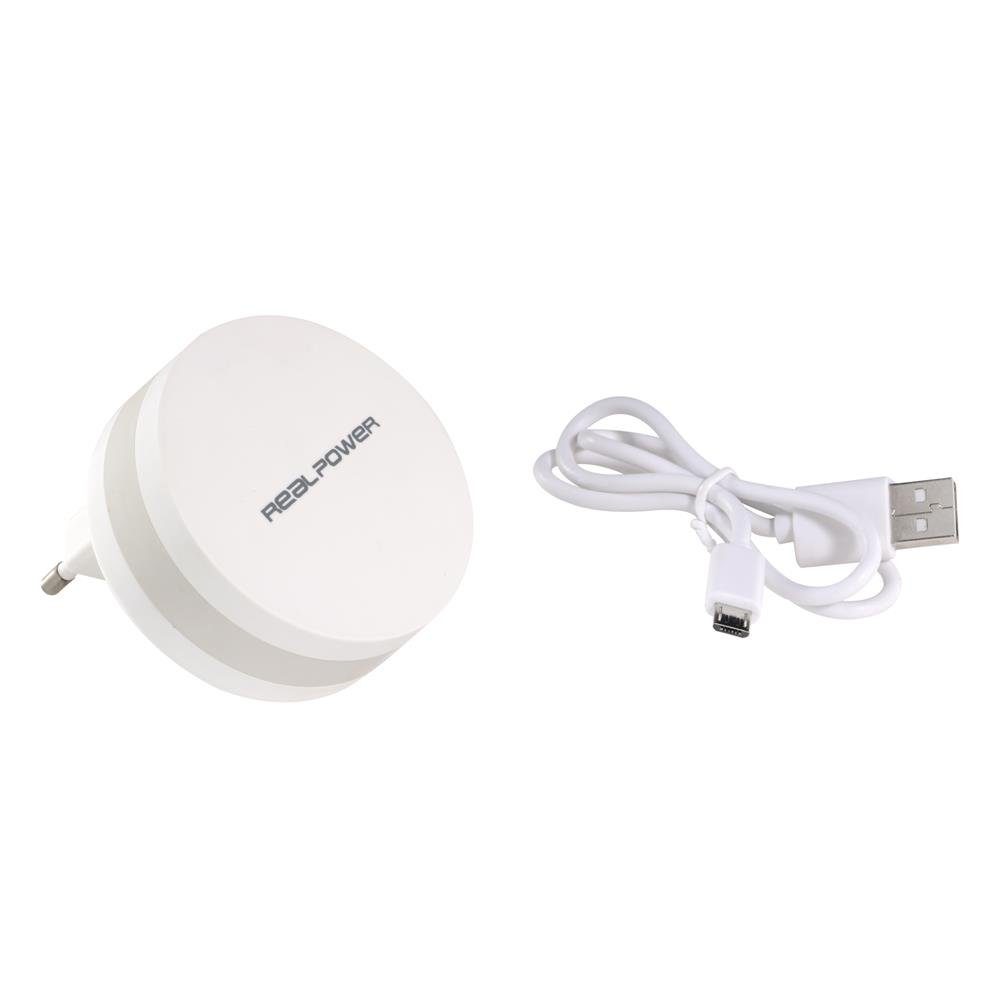 Realpower PBC-1800 Powerbank 1800 mAh, mit integriertem Ladegerät, einklappbarer Netzstecker, USB