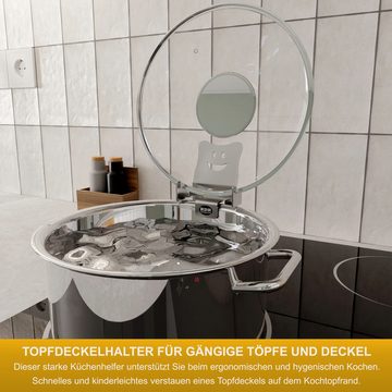 KDR Produktgestaltung Kochtopf Topfdeckelhalter Überkochschutz Deckel Halter Heber Ablage Kochlöffel, (1-tlg)