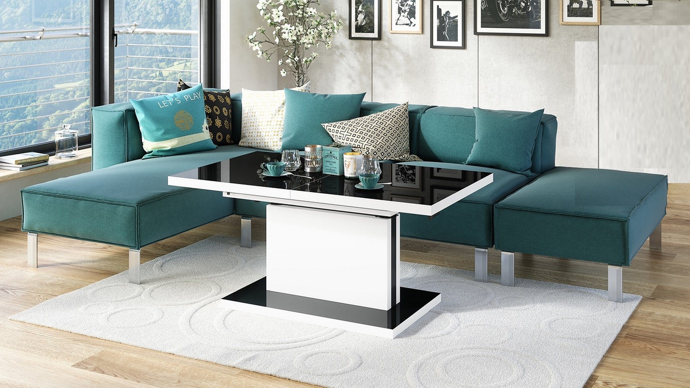 Mazzoni Couchtisch Aston Schwarz Hochglanz-Weiß matt günstig online kaufen