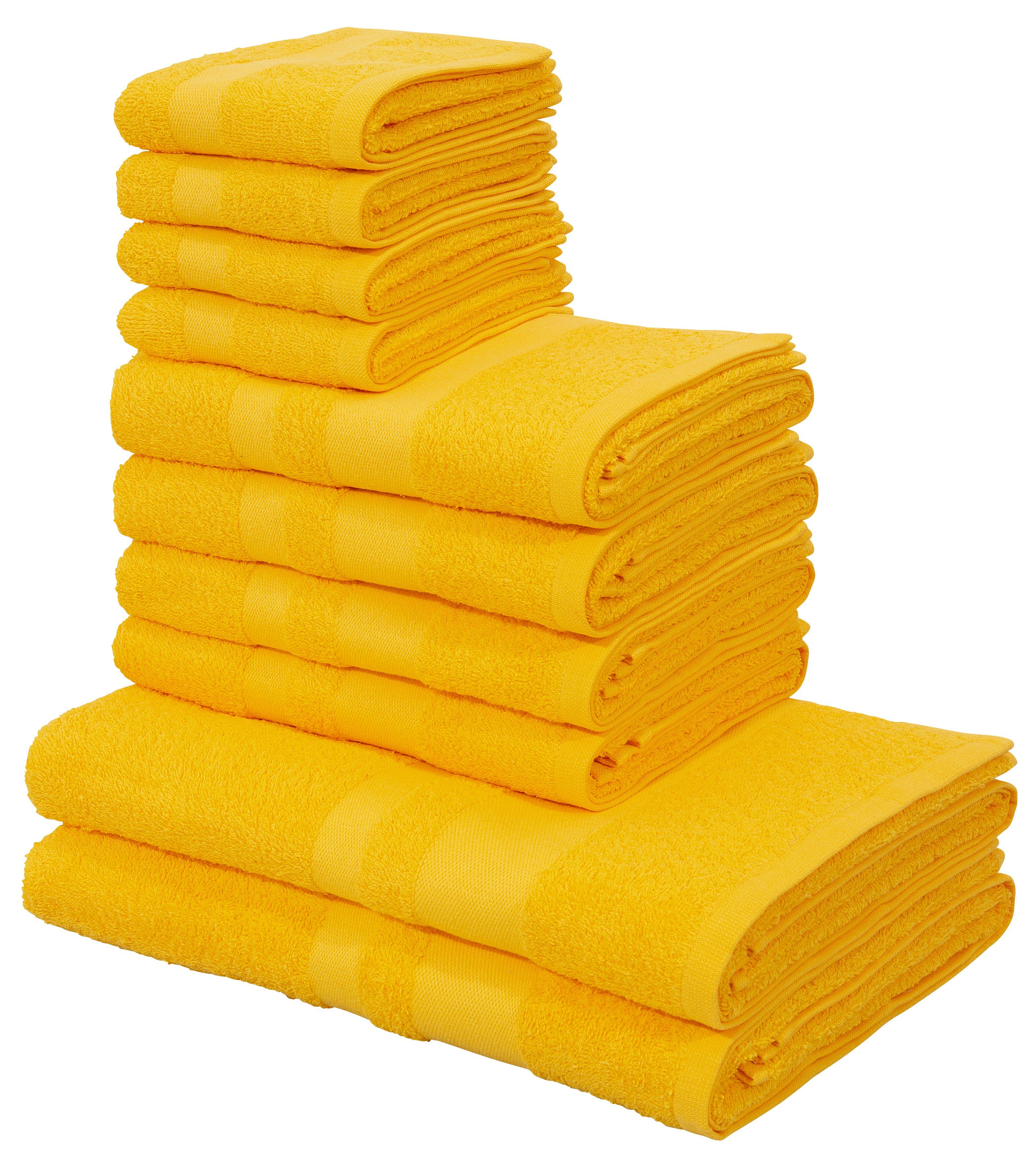 my home Handtuch Set »Vanessa« (Set, 10-tlg), Handtücher mit abgesetzter  Bordüre, einfarbiges Handtuchset aus 100% Baumwolle
