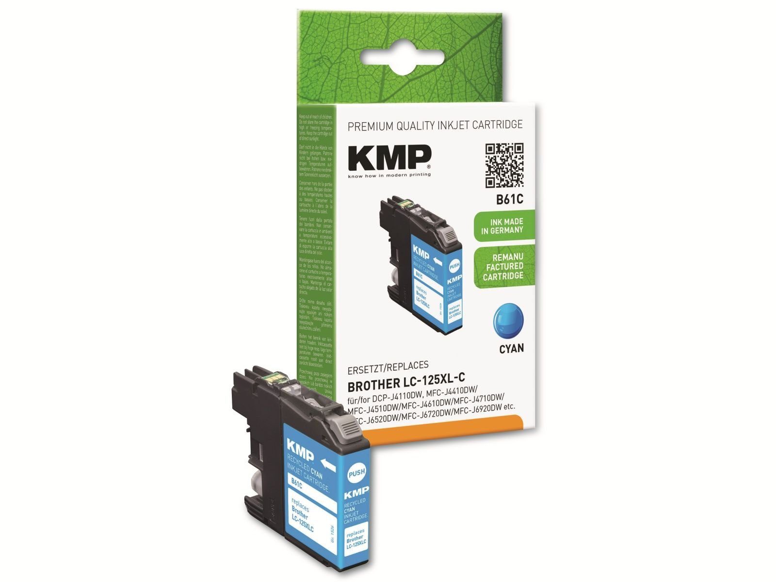 KMP KMP Tintenpatrone kompatibel Tintenpatrone Brother LC-125XLC zu