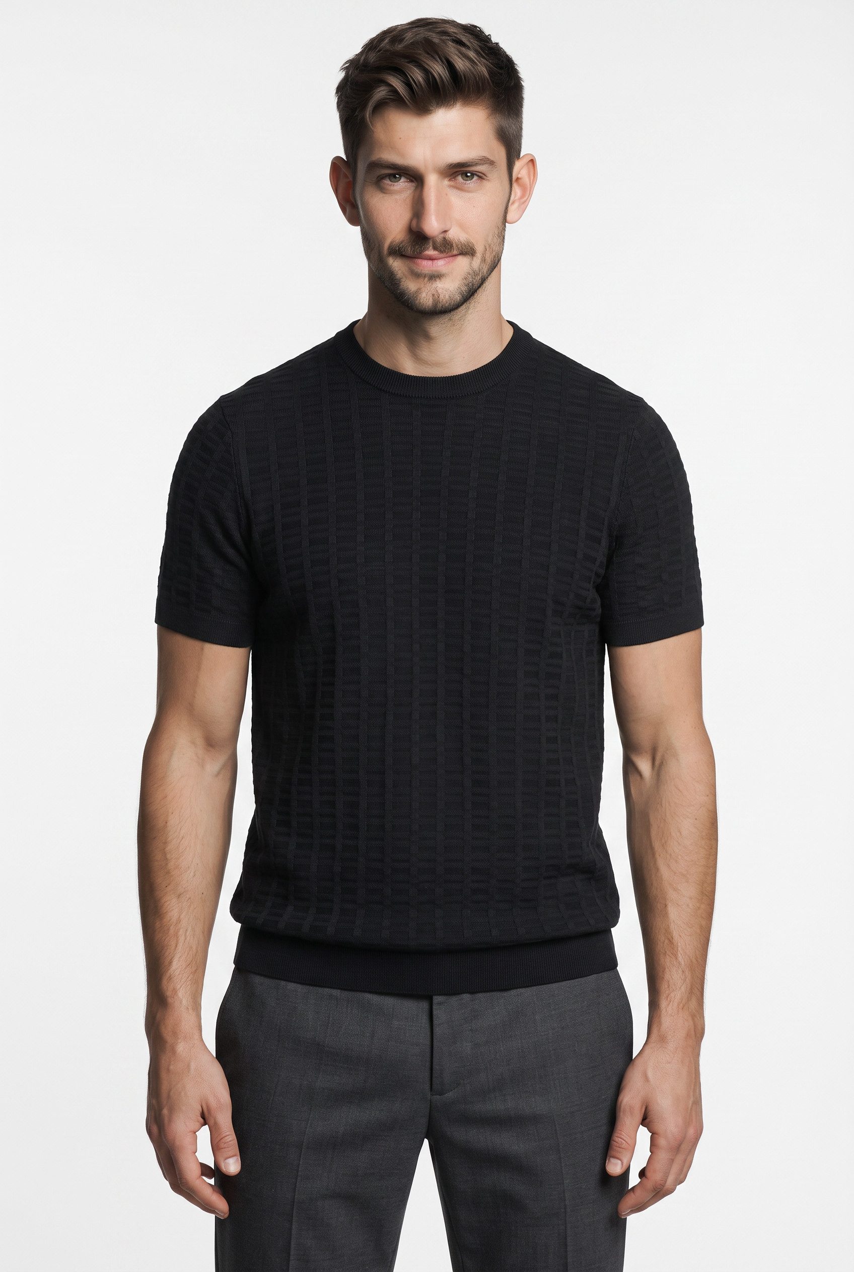JOOP! Kurzarmpullover Theor mit Strukturmuster
