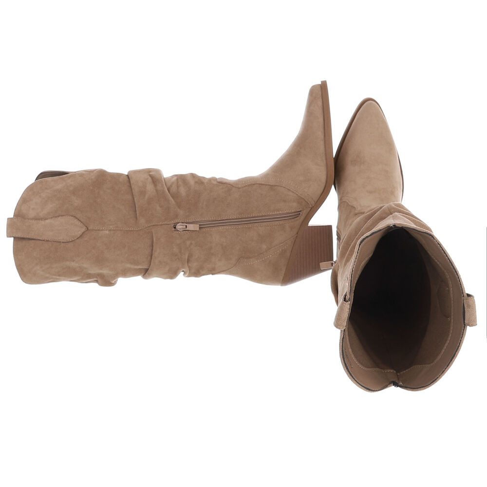 Ital-Design Damen Westernstiefel mit Blockabsatz und hohem Schaft Westernstiefel (92002456) Blockabsatz Stiefel in Hellbraun