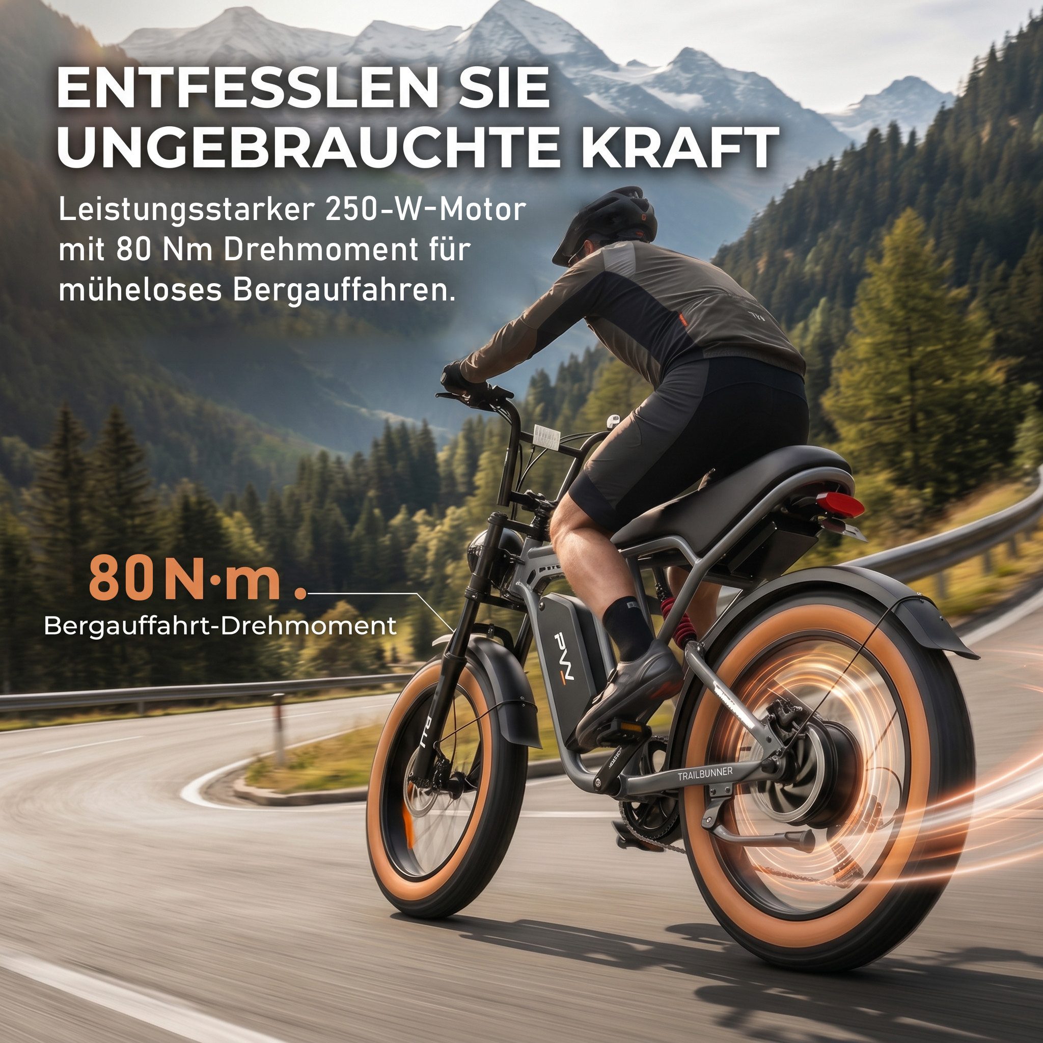 Vankel E-Bike Mountainbike Fat E-Bikes E-Fahrrad Damen u. Herren 960 WH Pedelec Max.120 km E-MBT, Kettenschaltung, Heckmotor, 960 Wh, (Beleuchtungsset mit Batterieladegerät, Batterieschlüssel, Werkzeug), 20×4.0 All-Terrain Elektrofahrrad mit Shimano 7-Gang