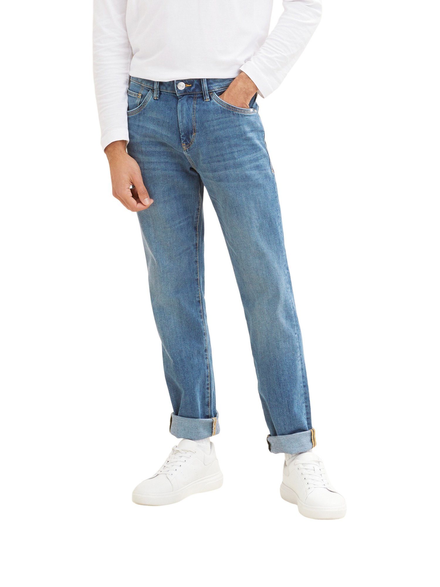 TOM TAILOR 5-Pocket-Jeans Jeans Marvin Five-Pocket-Style lange Hose Regular (1-tlg) blau