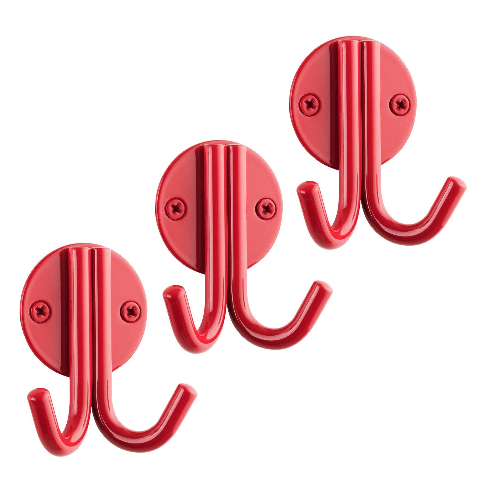 SO-TECH® Kleiderhaken Garderobenhaken ELEN 65 x 78 x 33 mm doppelt mit Schrauben, (3-St), Stahl Rot
