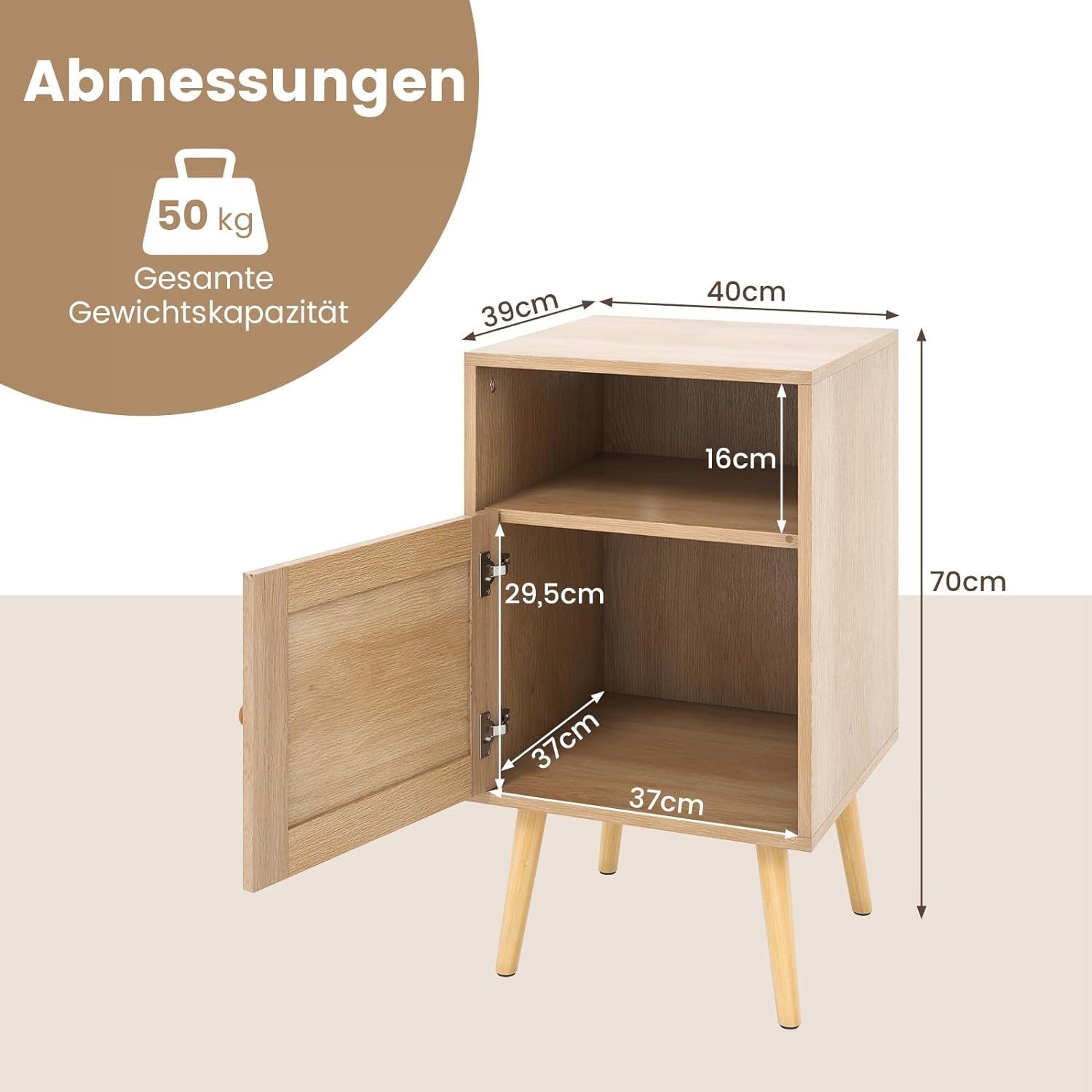 KOMFOTTEU Nachttisch (2-St), mit Türschrank & Offenem Regal günstig online kaufen