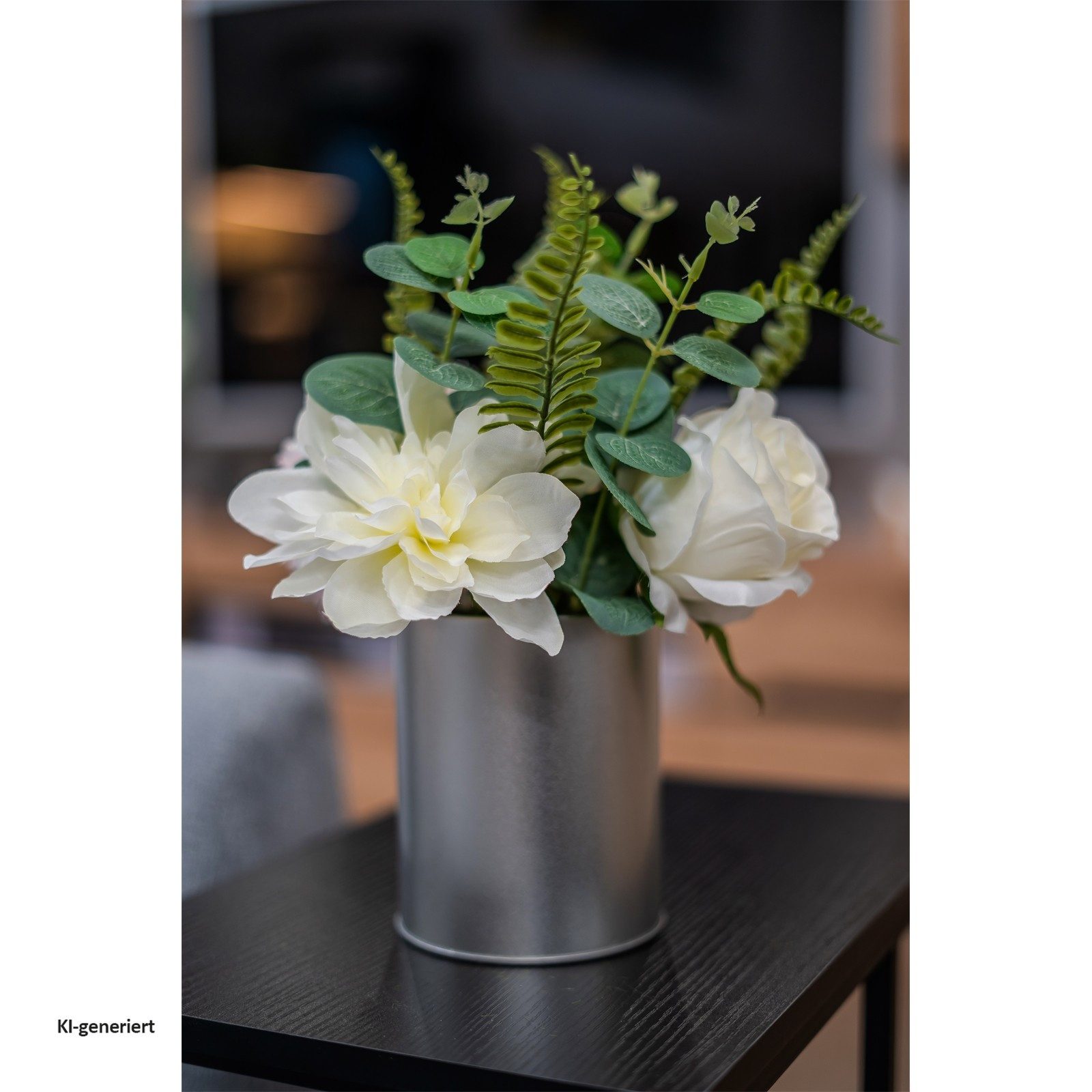 Kunstblume Kunstblume weiße Jasmin in Vase Leilani, NTK-Collection, Höhe 28 cm, Kunstpflanze Dekoration Jasminblüte – Bild 2 von 5