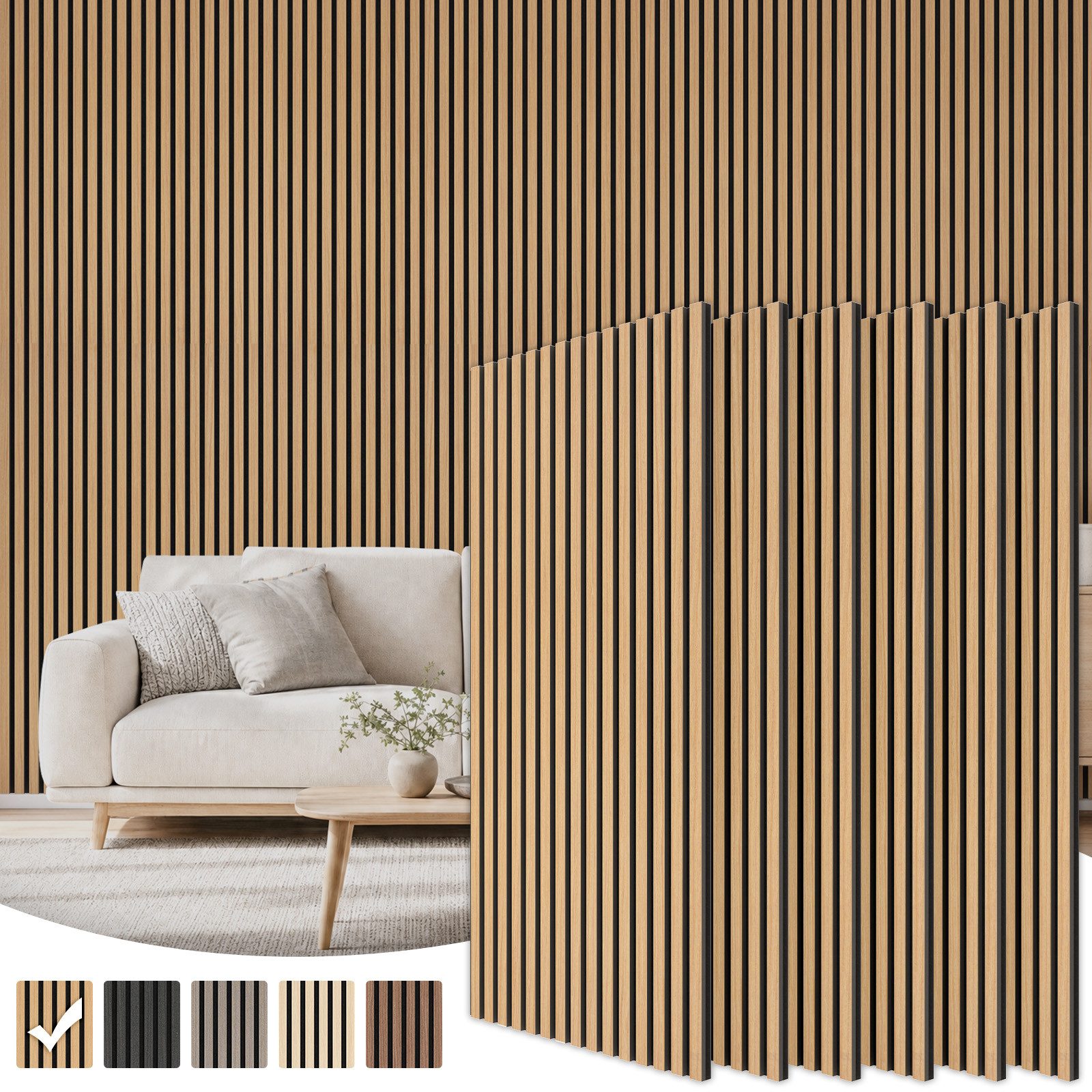 TONOR Wandpaneel Akustikpaneele Holz 120x60cm Wandpaneele Deko Schalldämmung, (6-tlg)