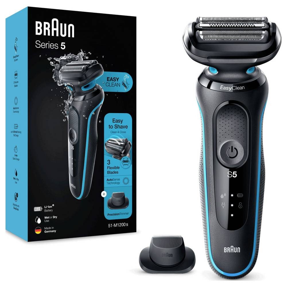 Braun Elektrorasierer 51-M1200s Folienrasierer Schwarz, Blau