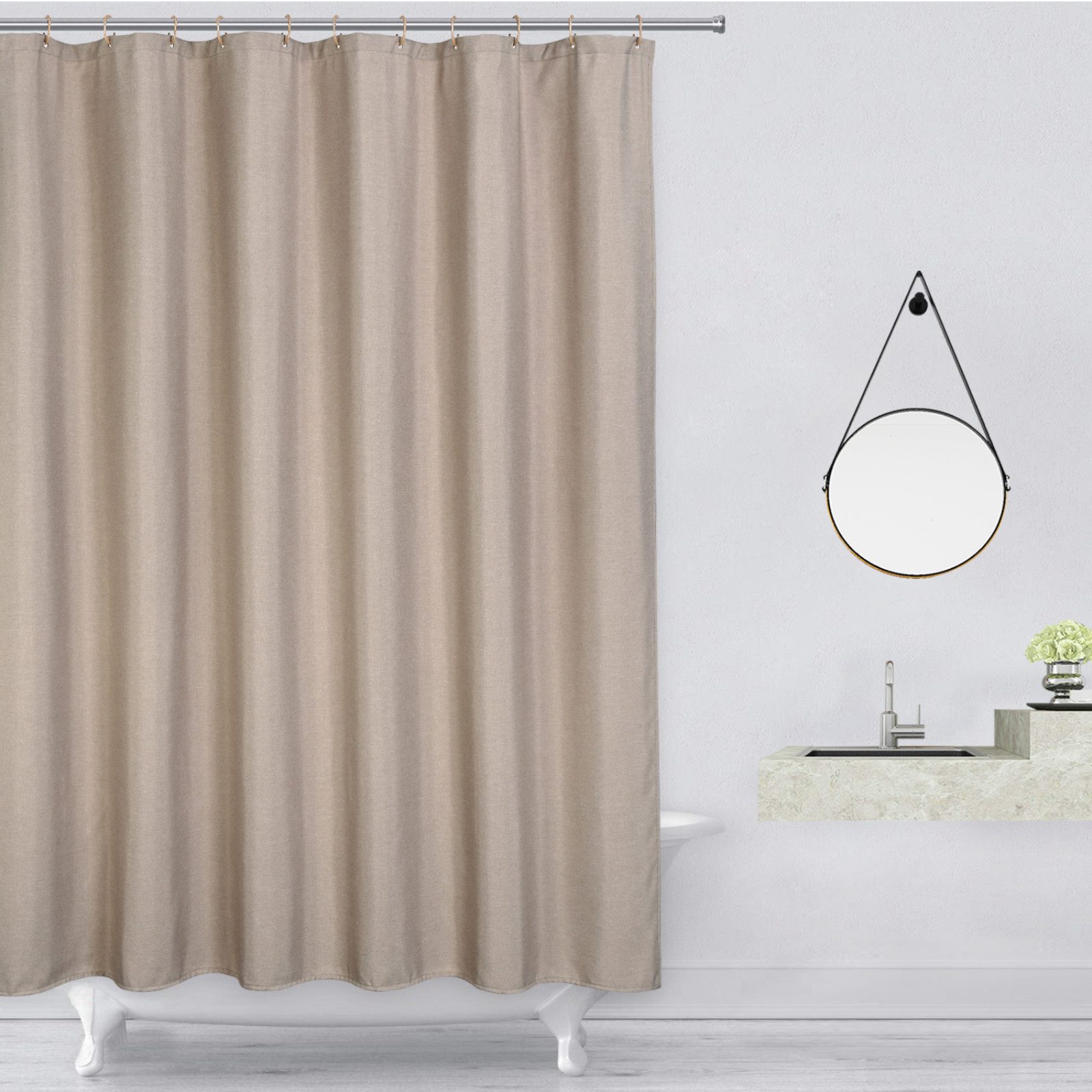 GarveeMore Duschvorhang Wasserdichter Duschvorhang, robuste Polyester, inklusive Haken Breite 81 cm