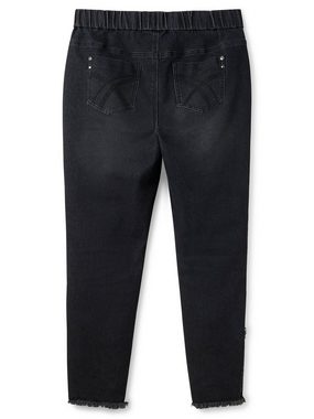 Sheego Stretch-Jeans Große Größen mit Gummibund und Fransensaum