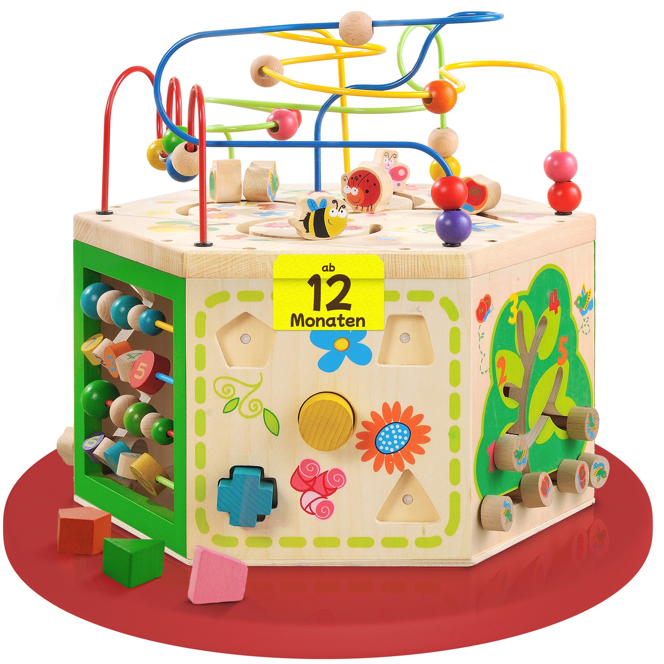 EverEarth® Motorikwürfel 7-in-1 Großer Motorikwürfel - Aktivitäts- und Lernspielzeug