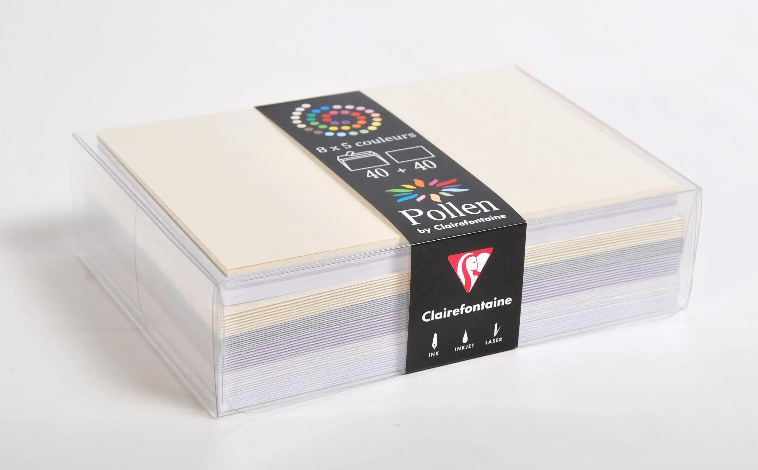 Pollen Briefumschlag Pack 5er Set 40 Umschläge und 40 Karten, 114x162mm - Sortierung 20842C, Karten und Umschläge pollen