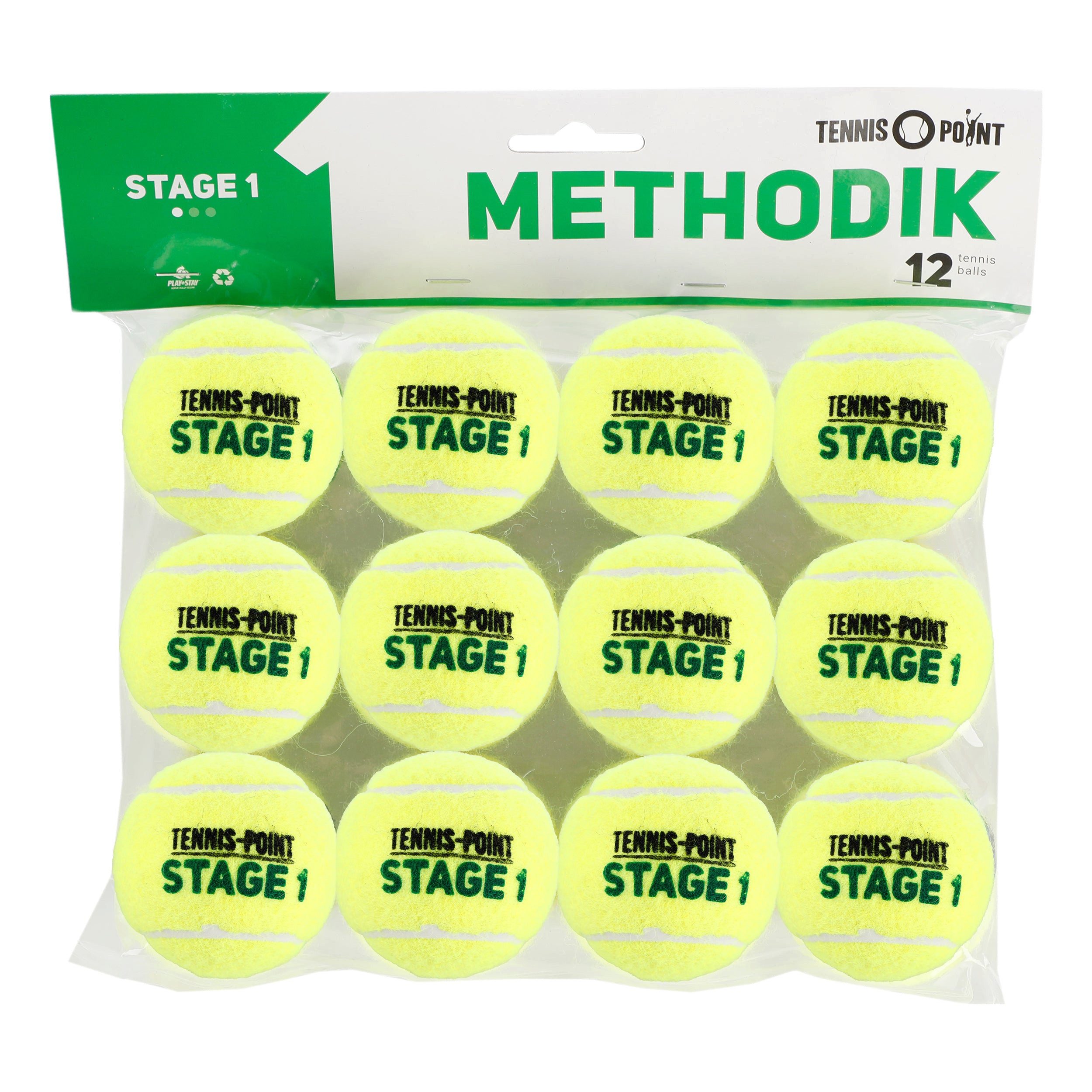 Tennis-Point Tennisball Stage-1 - 12 Tennisbälle - Play and Stay Ball - (12er Beutel)