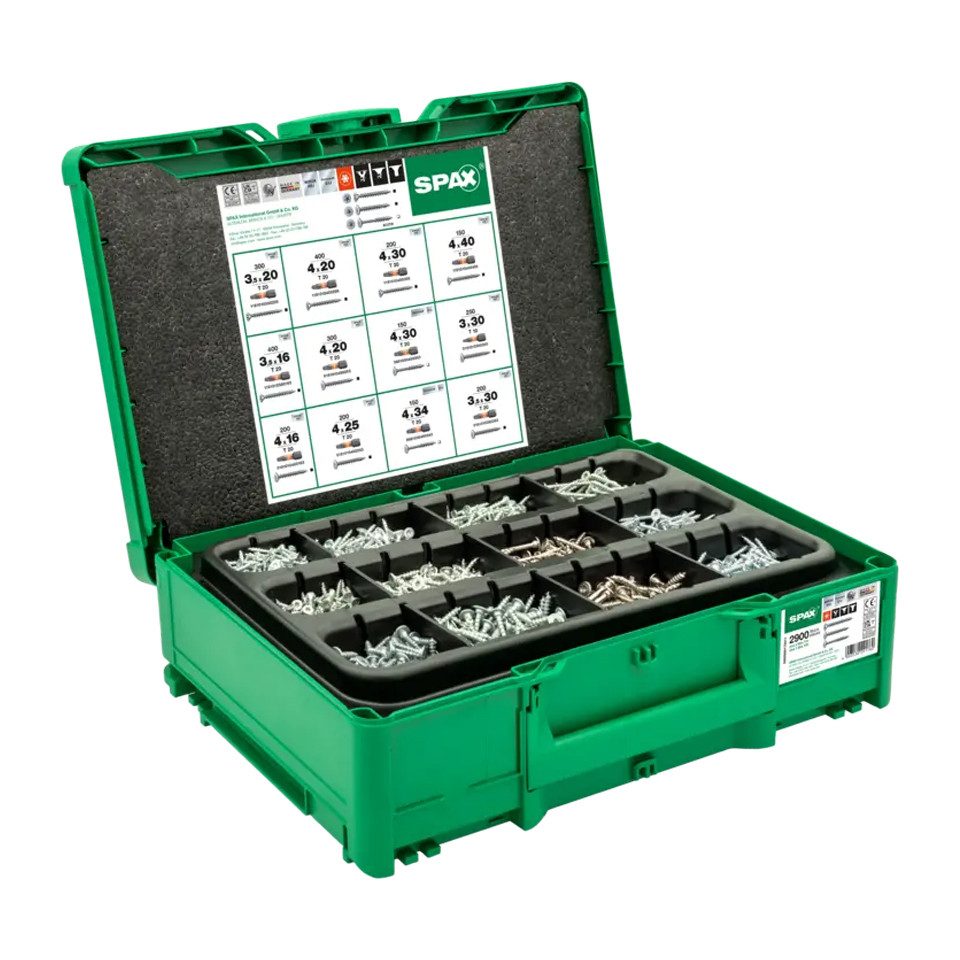 SPAX Schrauben-Set SPAX Box Systainer Möbelbau T-Loc T-STAR PLUS 2900ST/5Bit