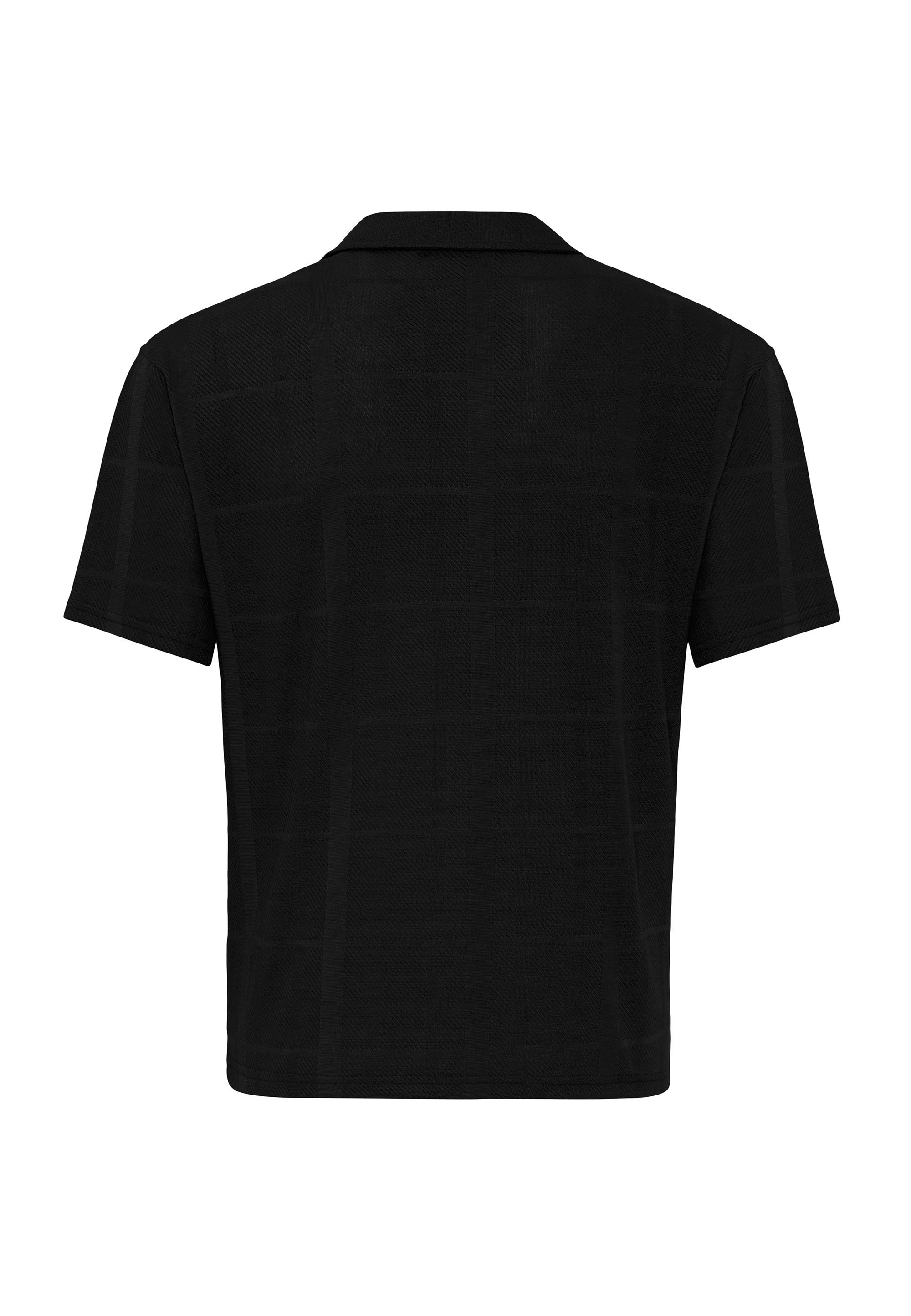 RedBridge Kurzarmhemd Wrexham Struktur schwarz mit gewebter
