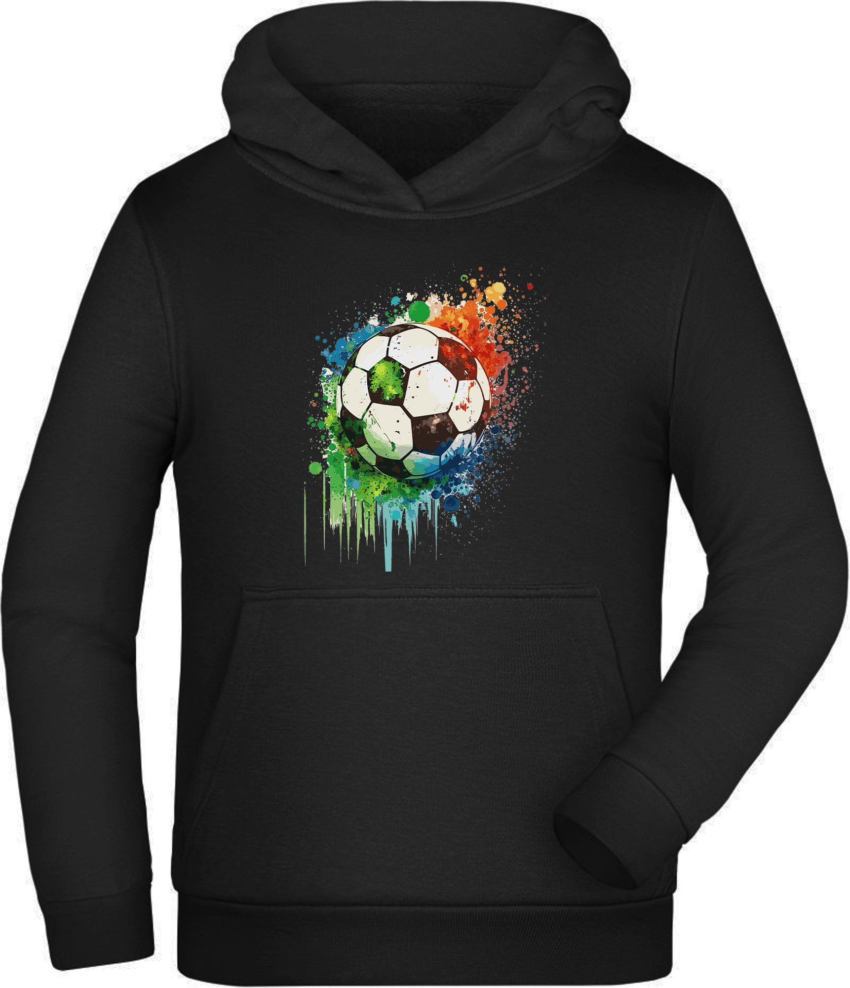 MyDesign24 Hoodie Kinder Kapuzen Sweatshirt - Fußball in Ölfarben Kapuzensweater mit Aufdruck i475