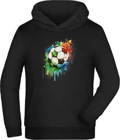 MyDesign24 Hoodie Kinder Kapuzen Sweatshirt - Fußball in Ölfarben Kapuzensweater mit Aufdruck, i475