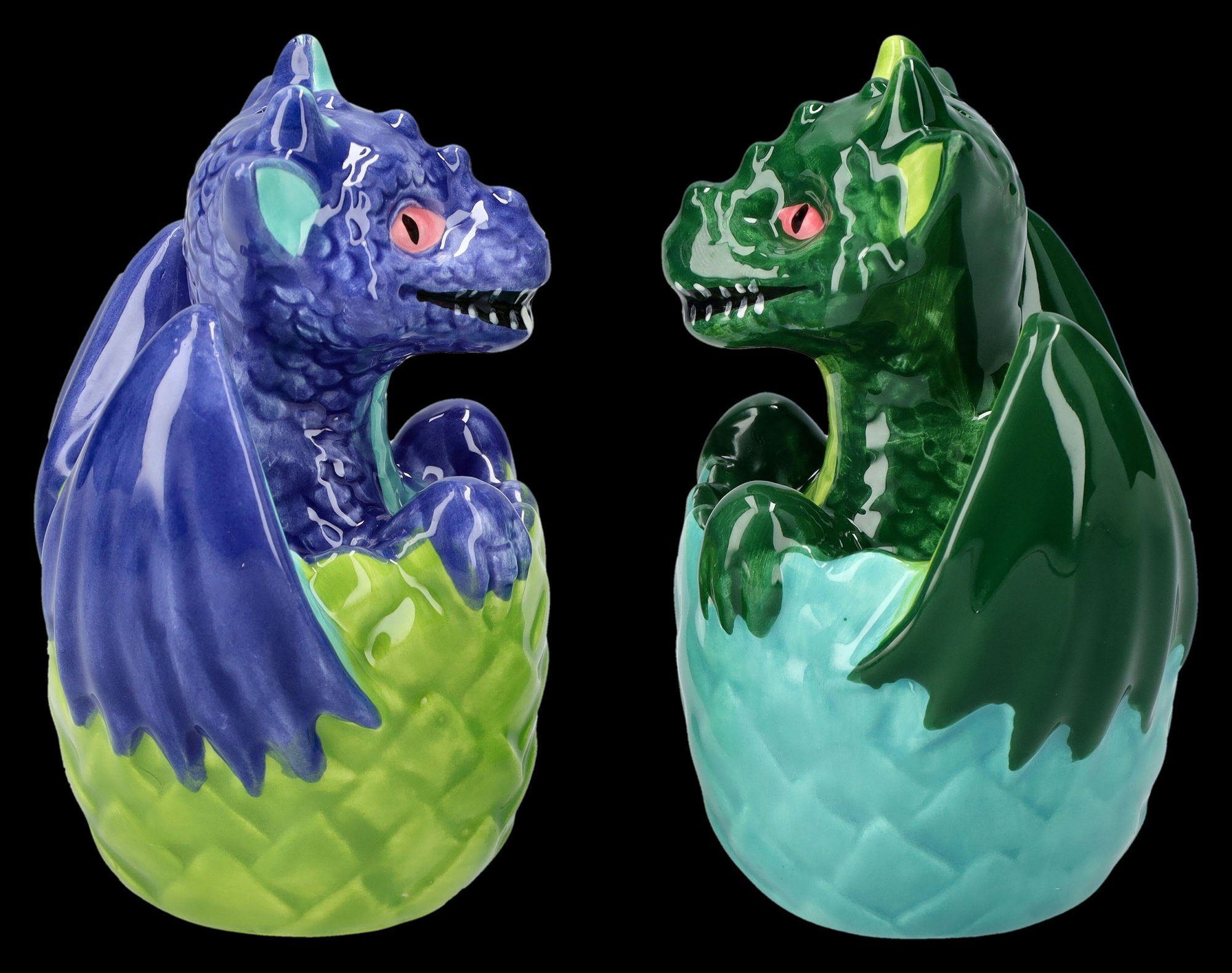 Figuren Shop GmbH Salz- / Pfefferstreuer Salz- und Pfefferstreuer - Schlüpfende Drachen - Fantasy Dekoration, (Set, 2-tlg)