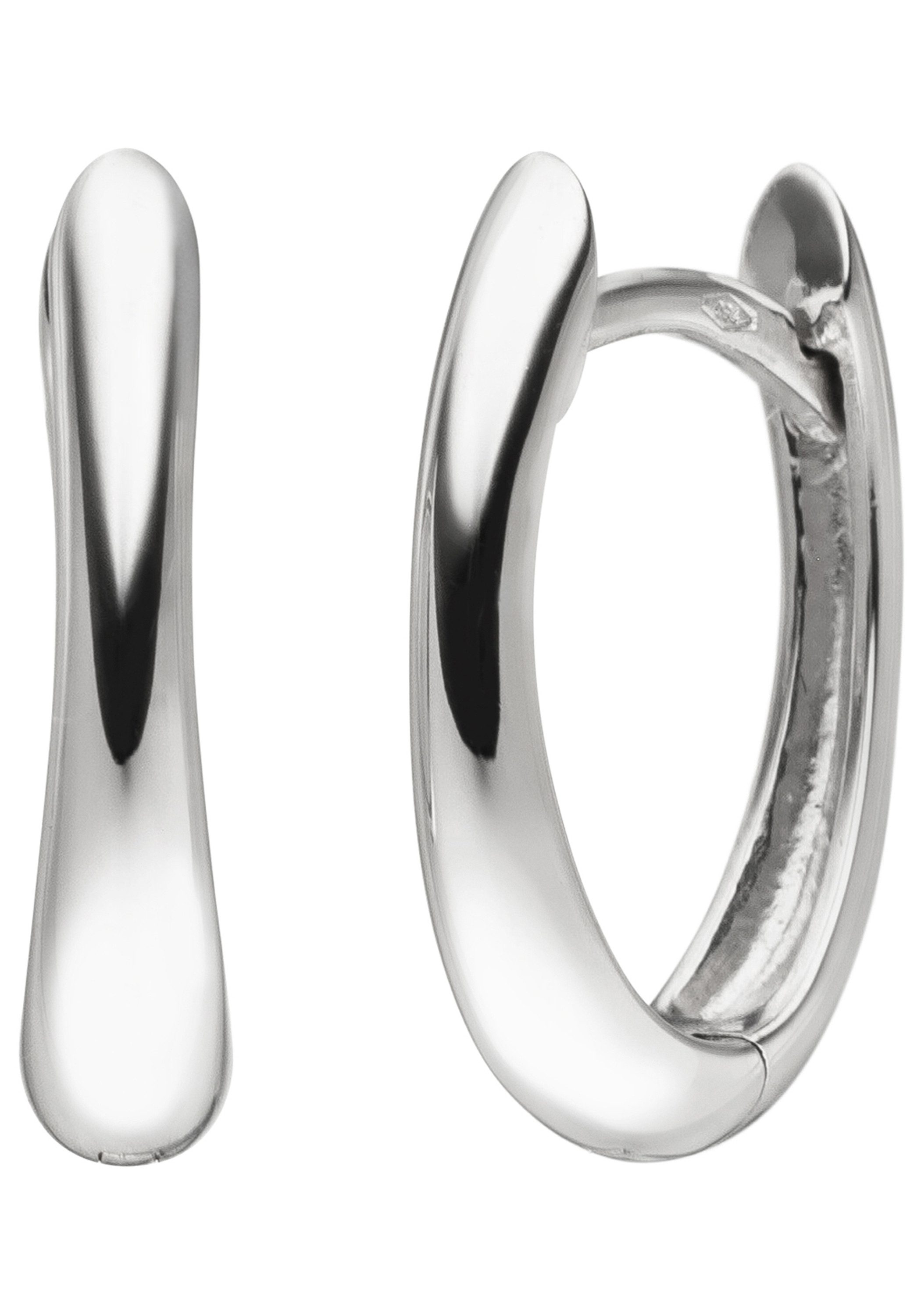 JOBO Paar Creolen, oval 750 Weißgold