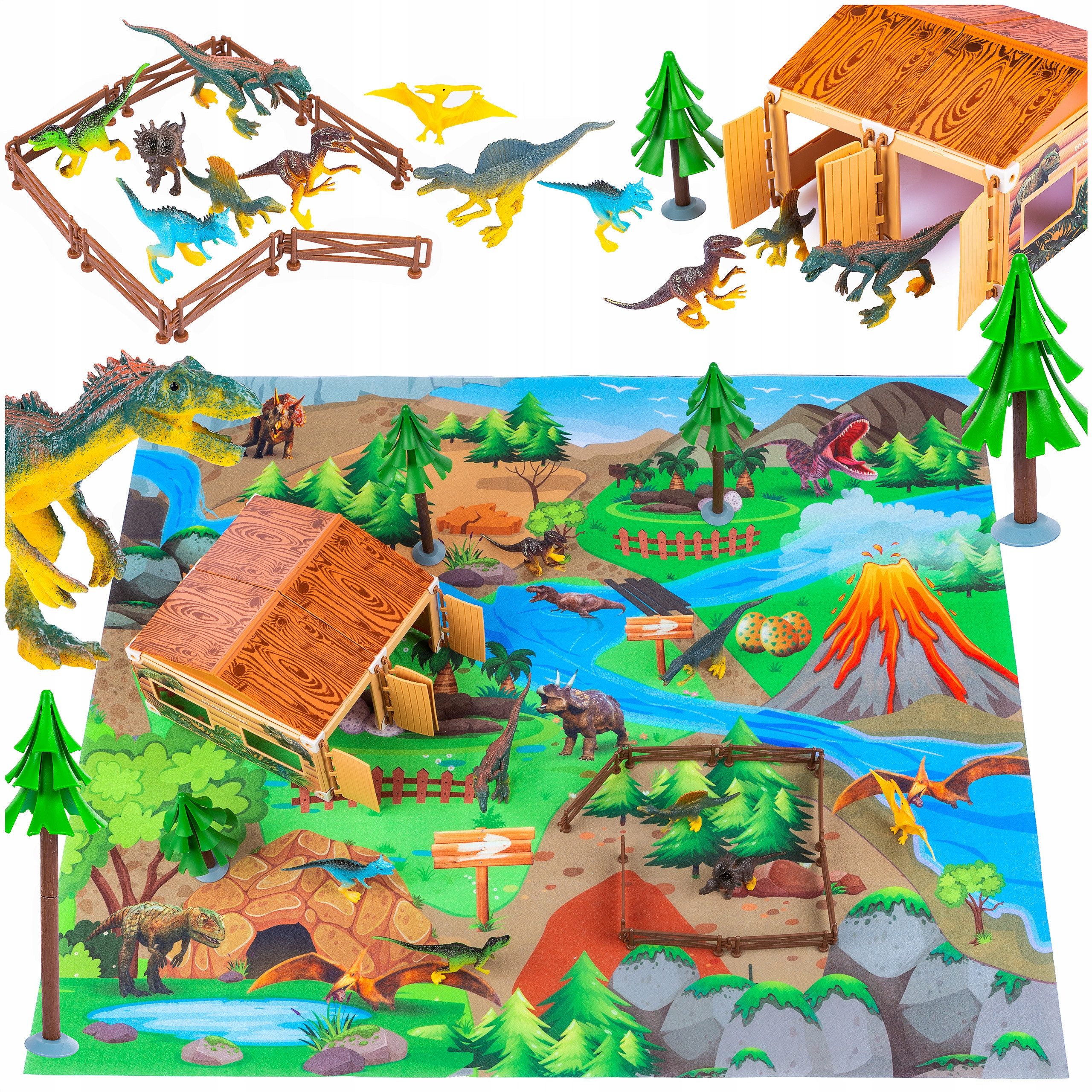 kinderplay Spielwelt Dino-Spielset mit Matte – Lernspaß für Kinder – 72-teilig