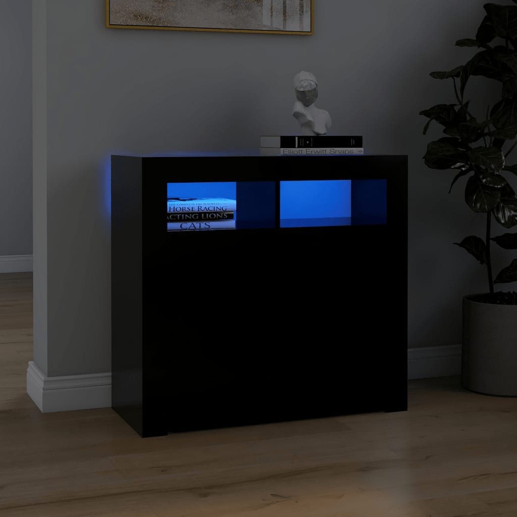 vidaXL Sideboard, Kommode mit LED-Leuchten Schwarz günstig online kaufen