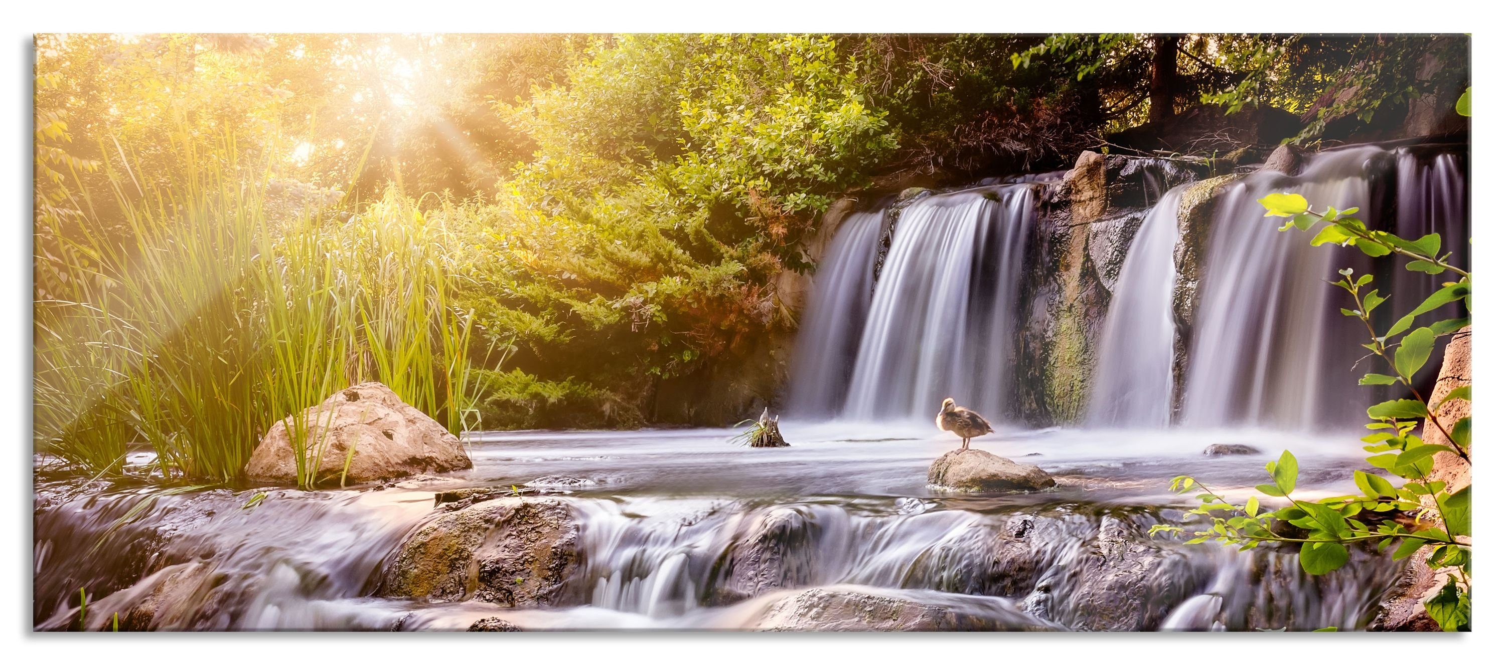 Pixxprint Glasbild Wasserfall, Wasserfall (1 St), Glasbild aus Echtglas, inkl. Aufhängungen und Abstandshalter