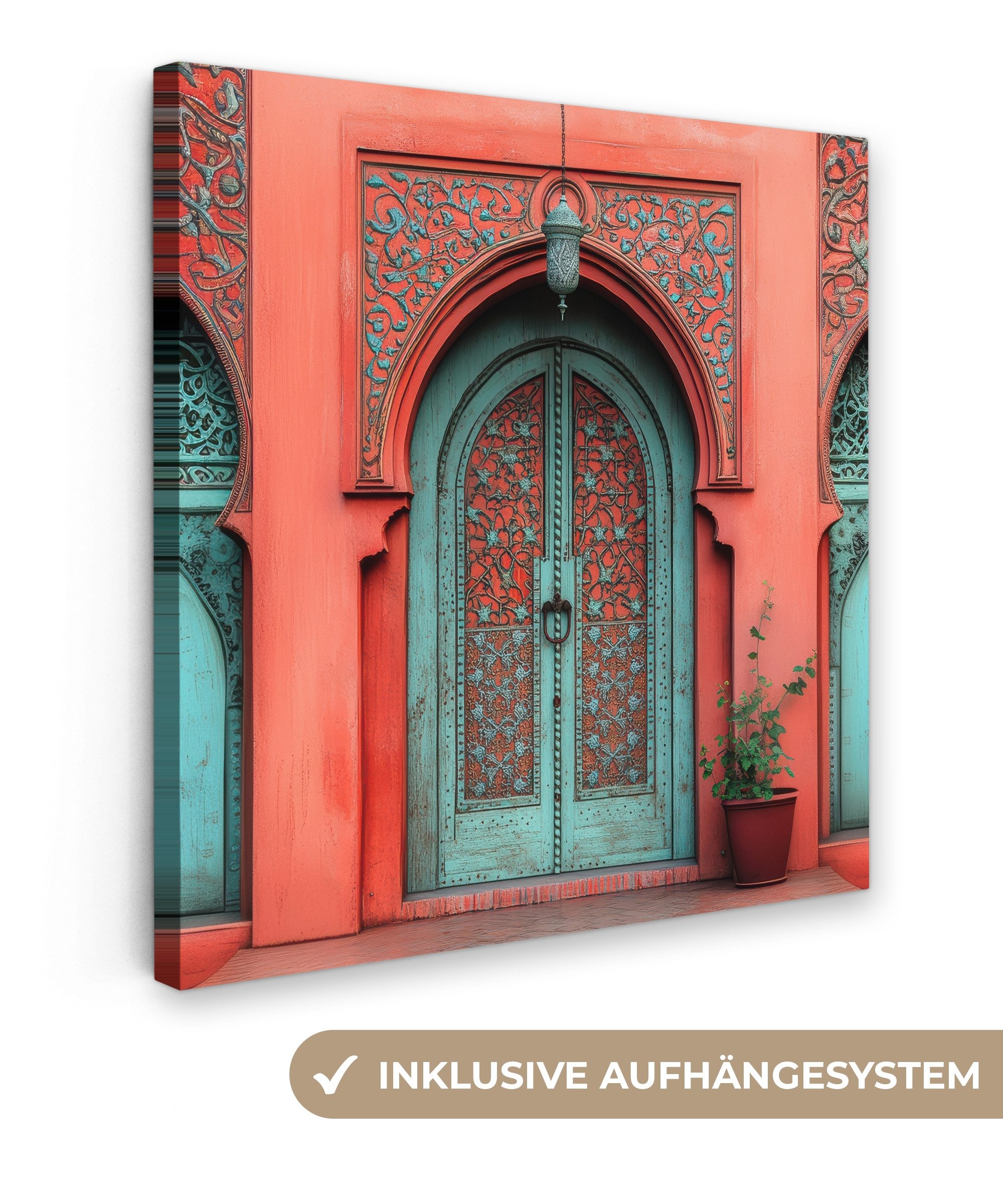 OneMillionCanvasses® Leinwandbild Laterne - Tür - günstig online kaufen