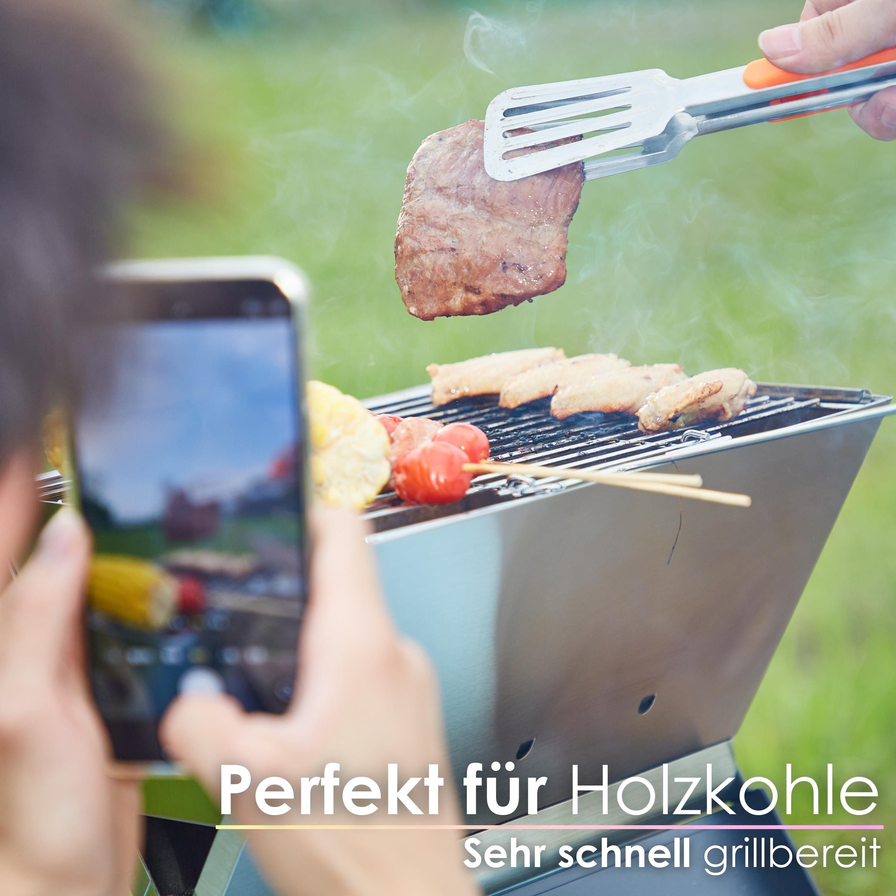 STEINBORG Holzkohlegrill SB-8160, Packung, Laptopgrill, Klappgrill,Leicht zu transportieren,Hitzebeständig